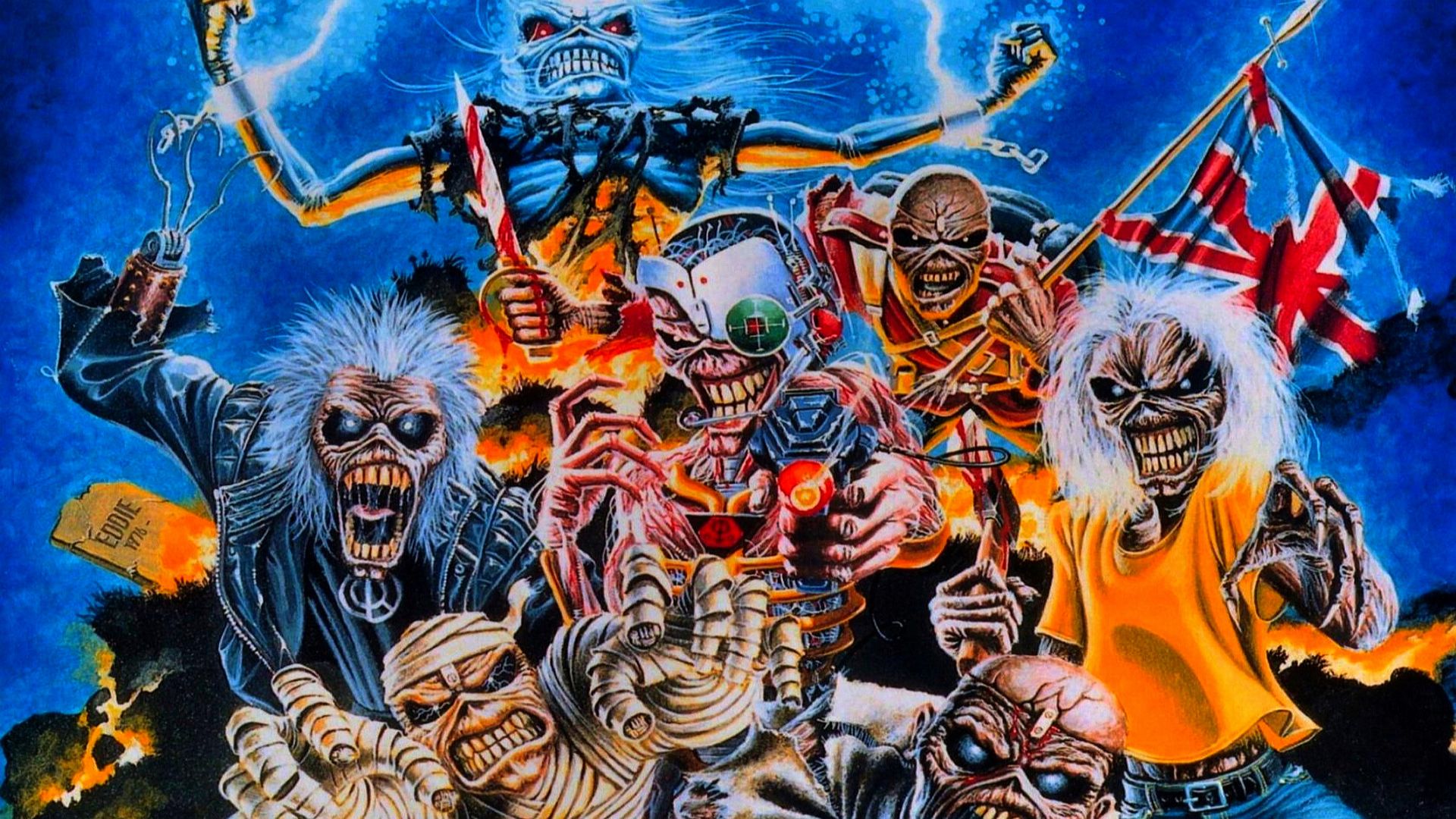 General 1920x1080 Iron Maiden music heavy metal metal music artwork Eddie band mascot skull