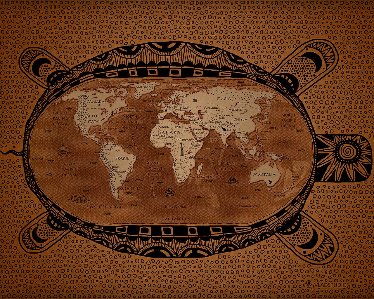 General 1280x1024 world map artwork Vladstudio brown