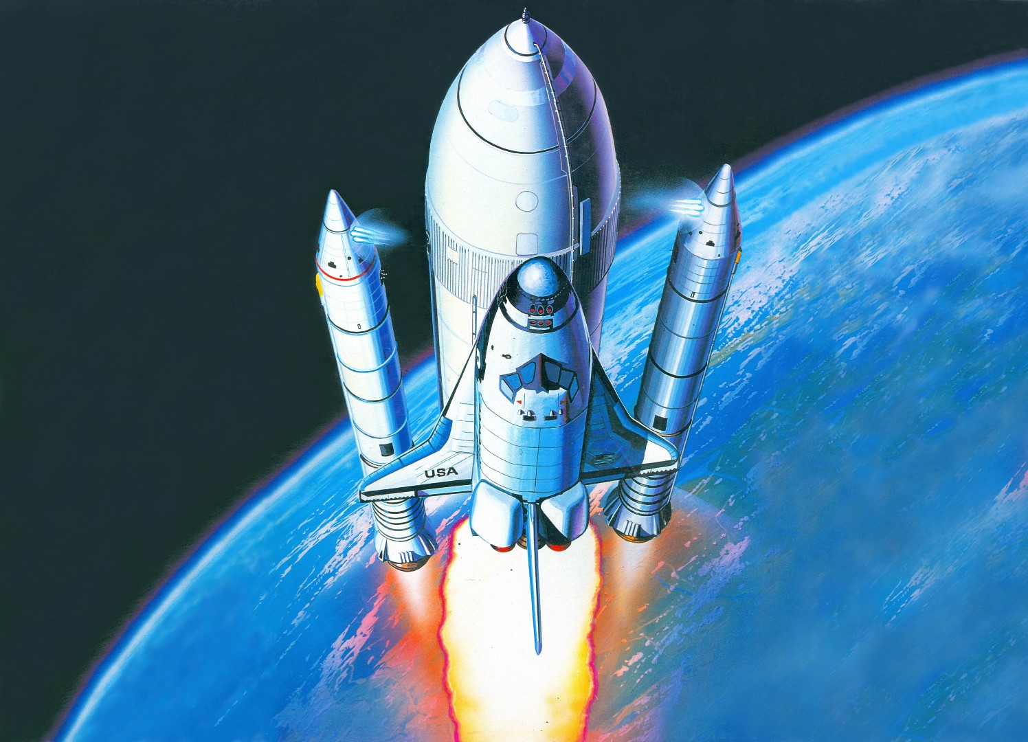 General 1496x1080 artwork space shuttle space Earth vehicle space art blue