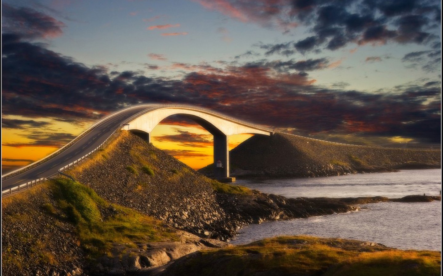 General 1440x900 road sunset sky bridge Norway Storseisundet Bridge