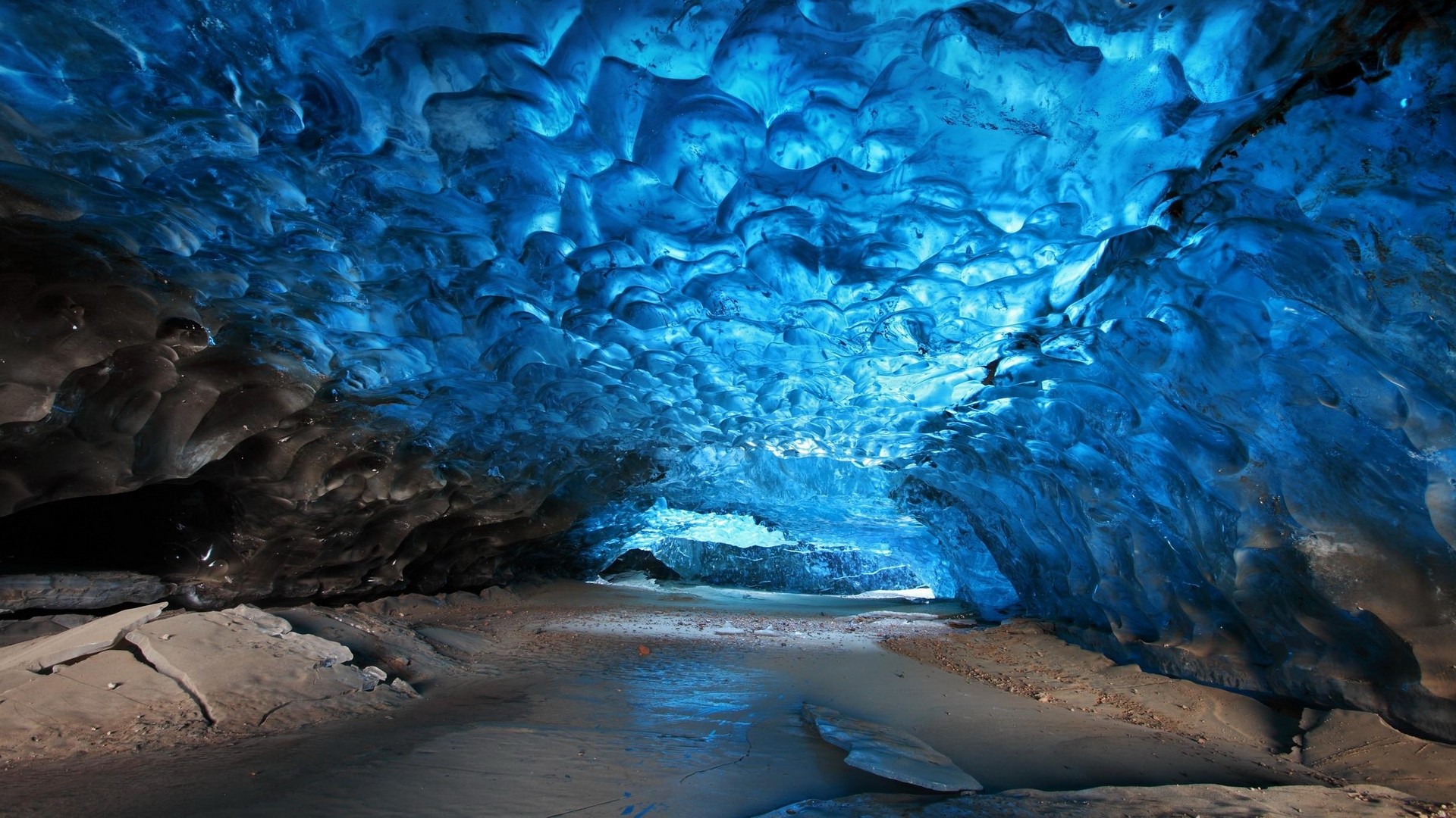 General 1920x1080 ice glacier nature landscape cave cyan blue Iceland Skaftafell