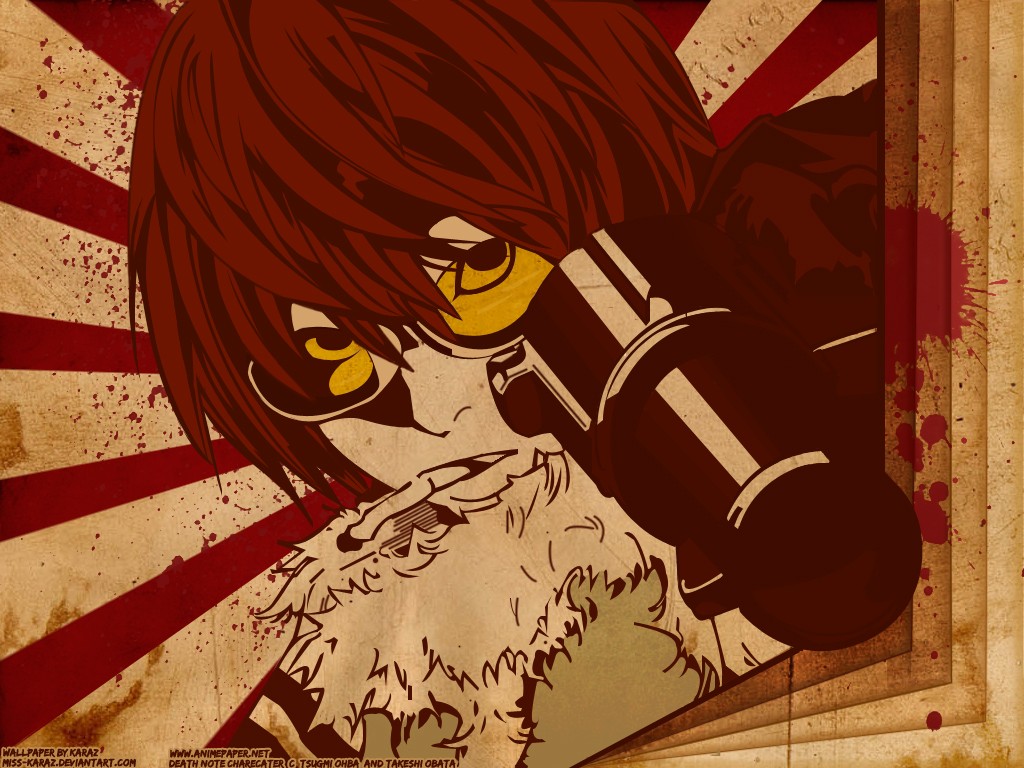 Anime 1024x768 Death Note anime cigarettes sunglasses redhead