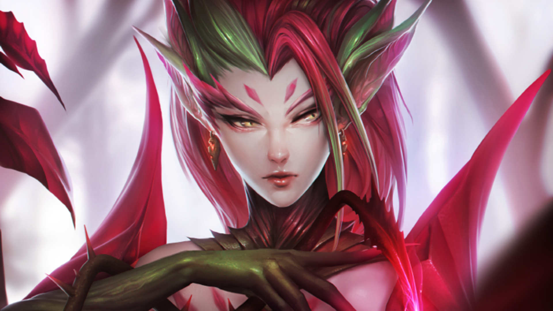 General 1920x1080 League of Legends fantasy girl redhead PC gaming Zyra (League of Legends) video game girls video game characters