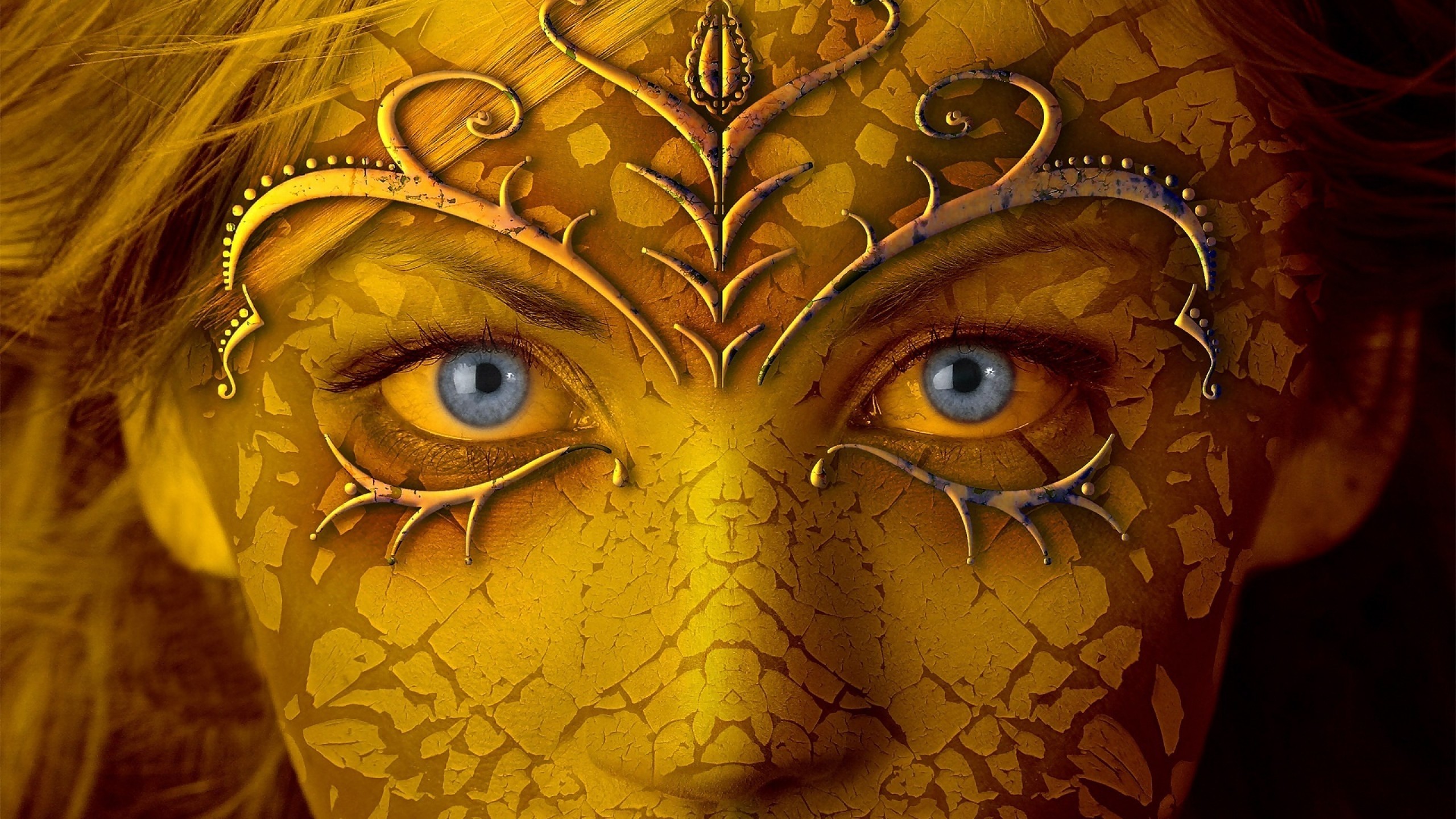 General 2560x1440 women fantasy art blue eyes fantasy girl face artwork closeup