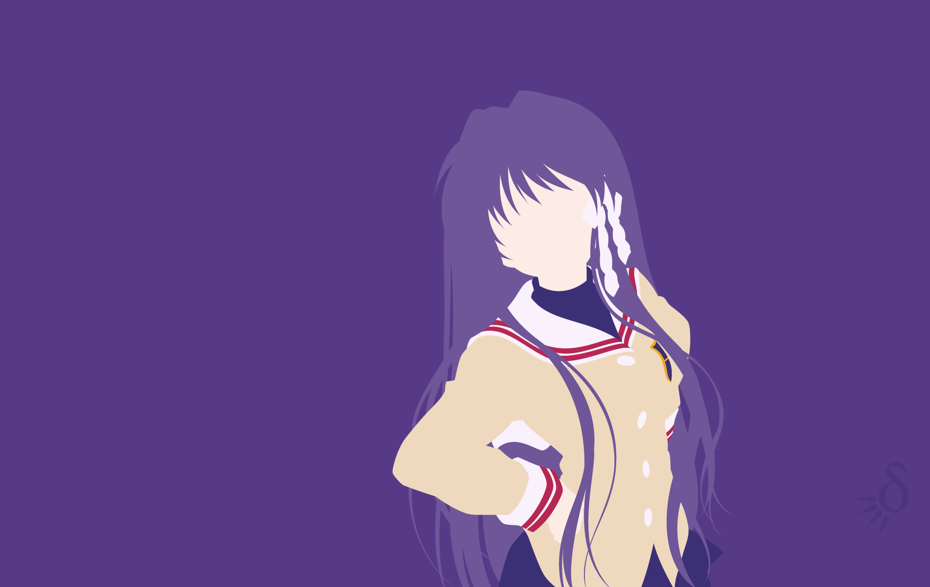 Anime 1900x1200 Clannad Fujibayashi Kyou anime simple background anime girls purple background long hair