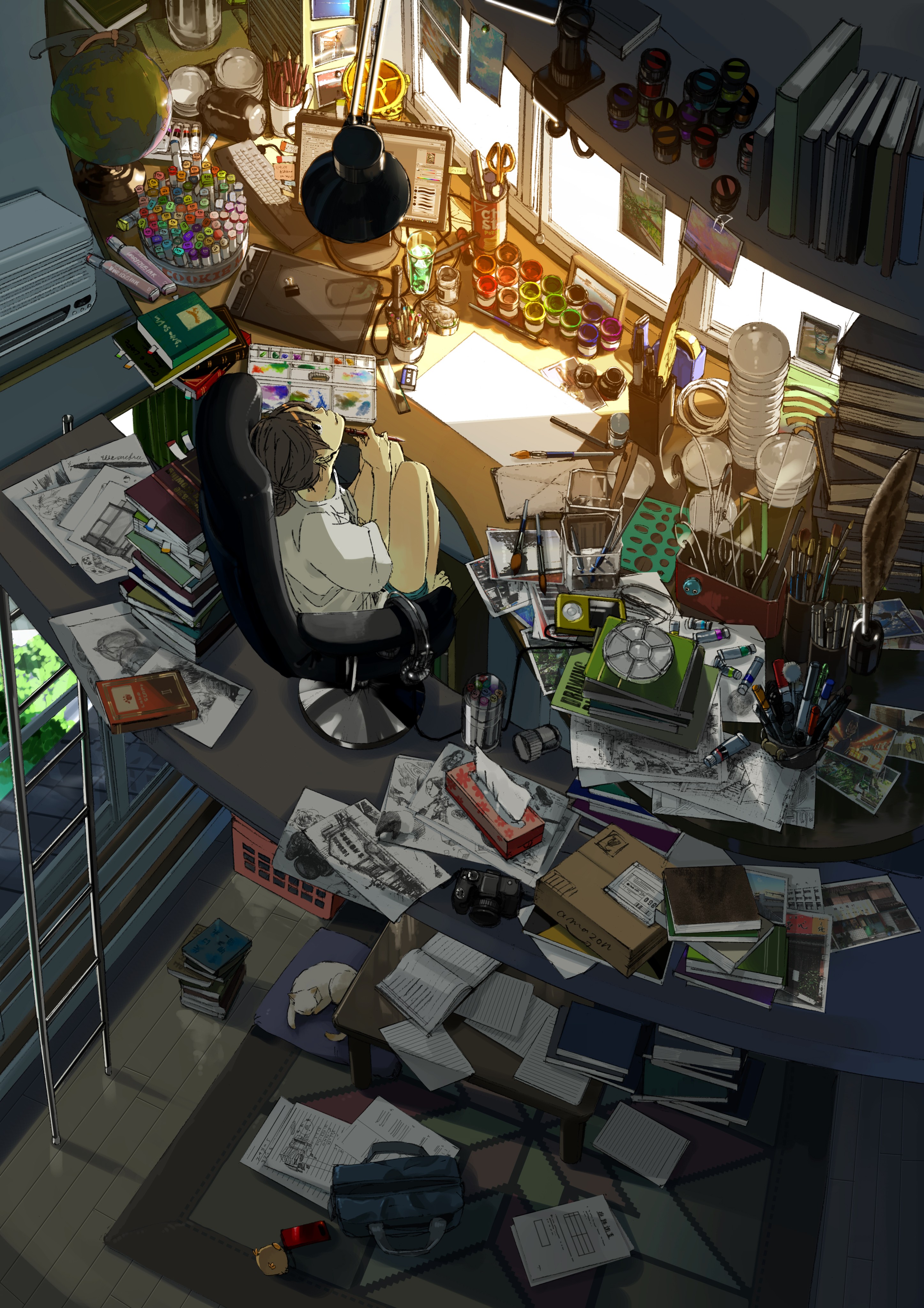 Anime 2894x4093 room detailed clutter
