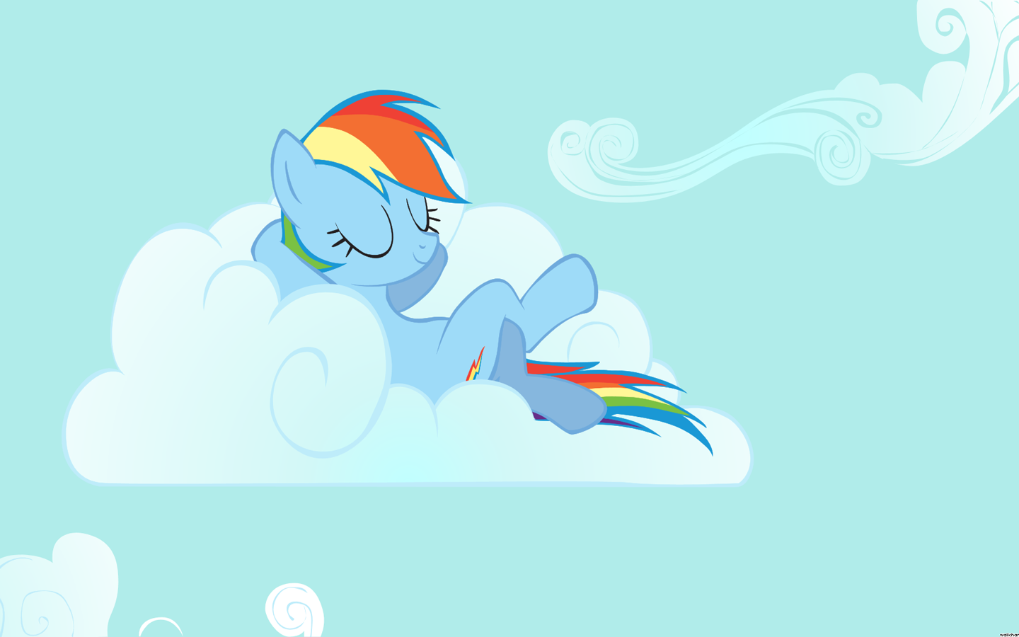 General 1440x900 My Little Pony Rainbow Dash clouds closed eyes cartoon
