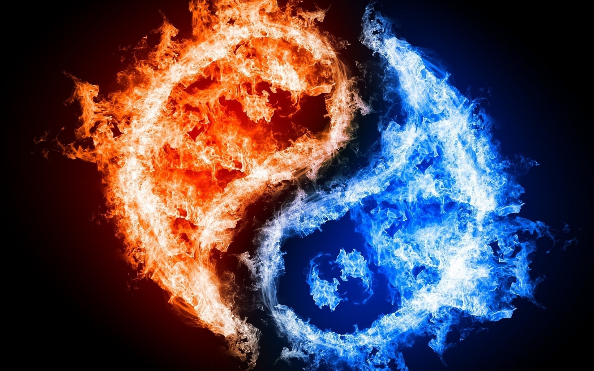 General 1920x1200 Yin and Yang fire water digital art Flame Painter ice