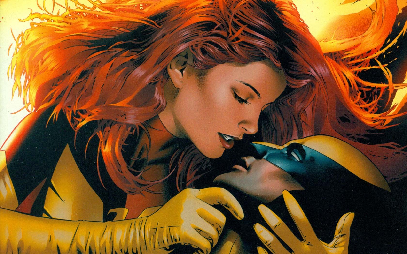 General 1680x1050 superheroines comics X-Men men women comic art redhead red lipstick long hair superhero