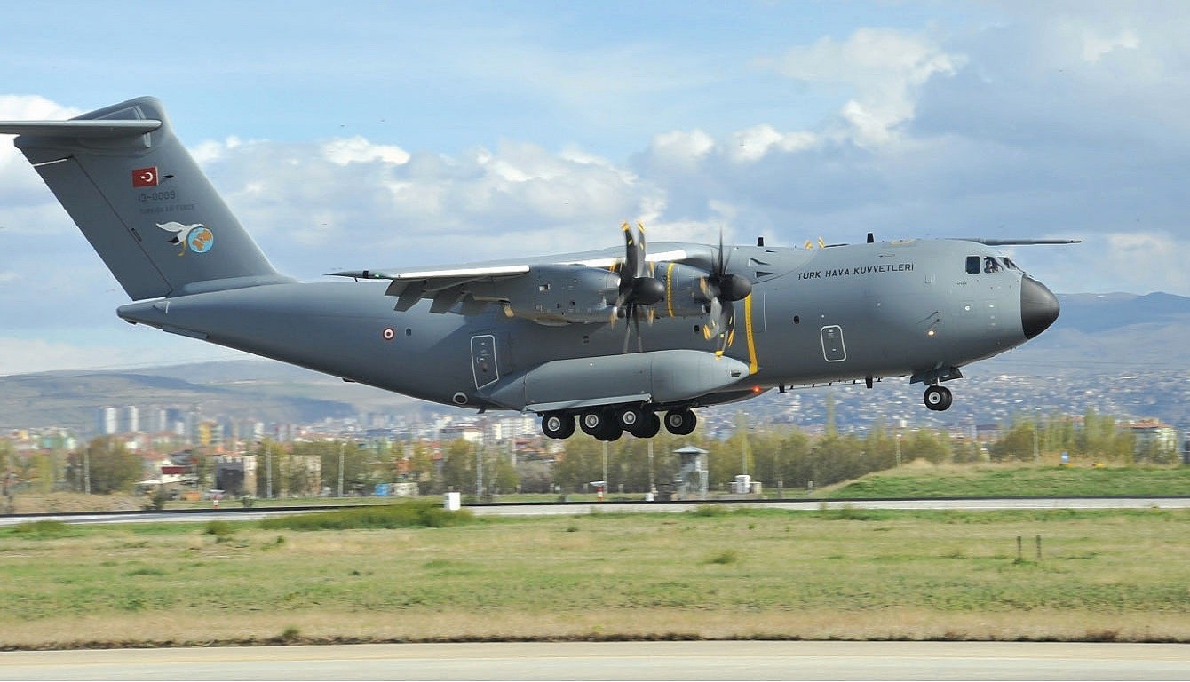 General 1340x768 Airbus TUAF Turkish Armed Forces Airbus A400M Atlas military aircraft aircraft military vehicle military vehicle take-off french aircraft clouds sky side view grass