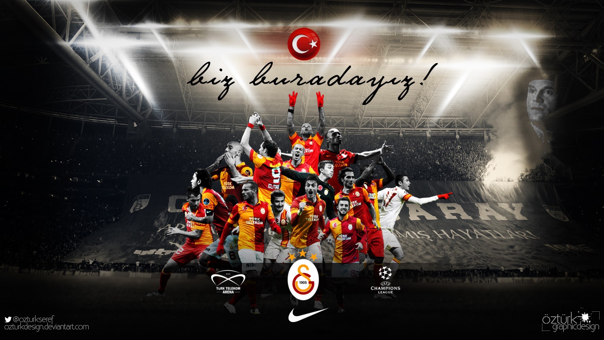 People 1920x1080 soccer men sport Galatasaray S.K. digital art watermarked caption text