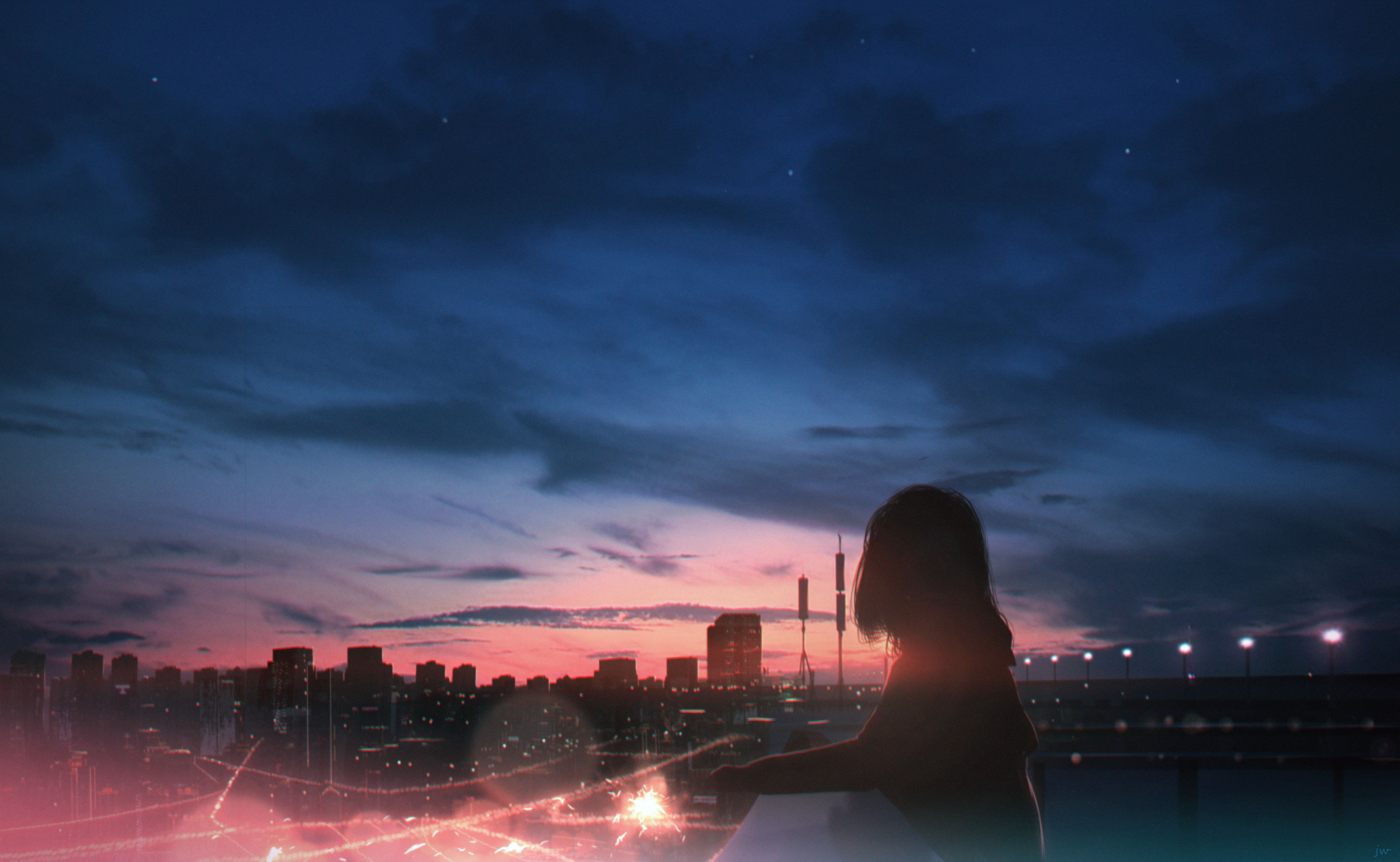 Anime 4872x3000 anime sky clouds sunset