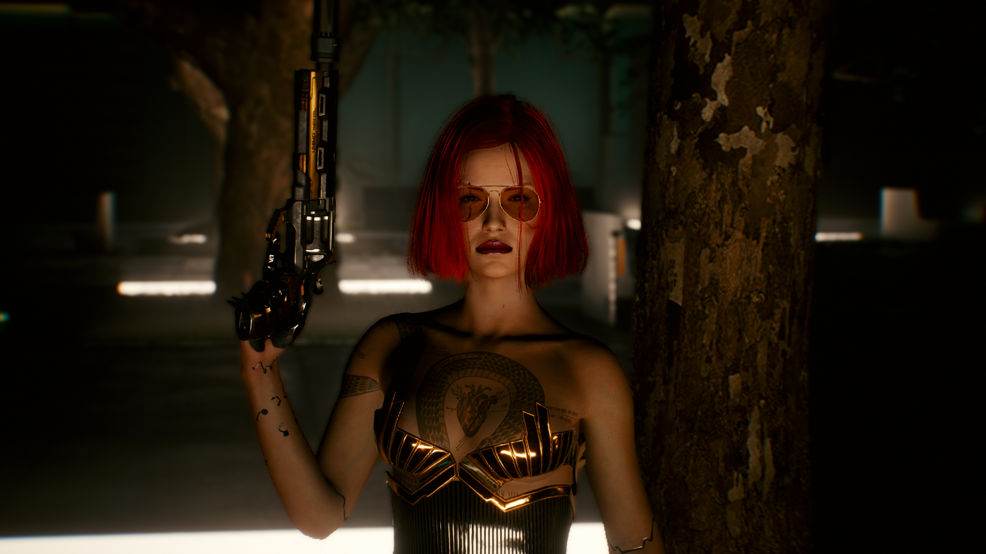 General 1920x1080 cyberpunk Cyberpunk 2077 CD Projekt RED V (Cyberpunk 2077) redhead weapon girls with guns inked girls video games PC gaming screen shot