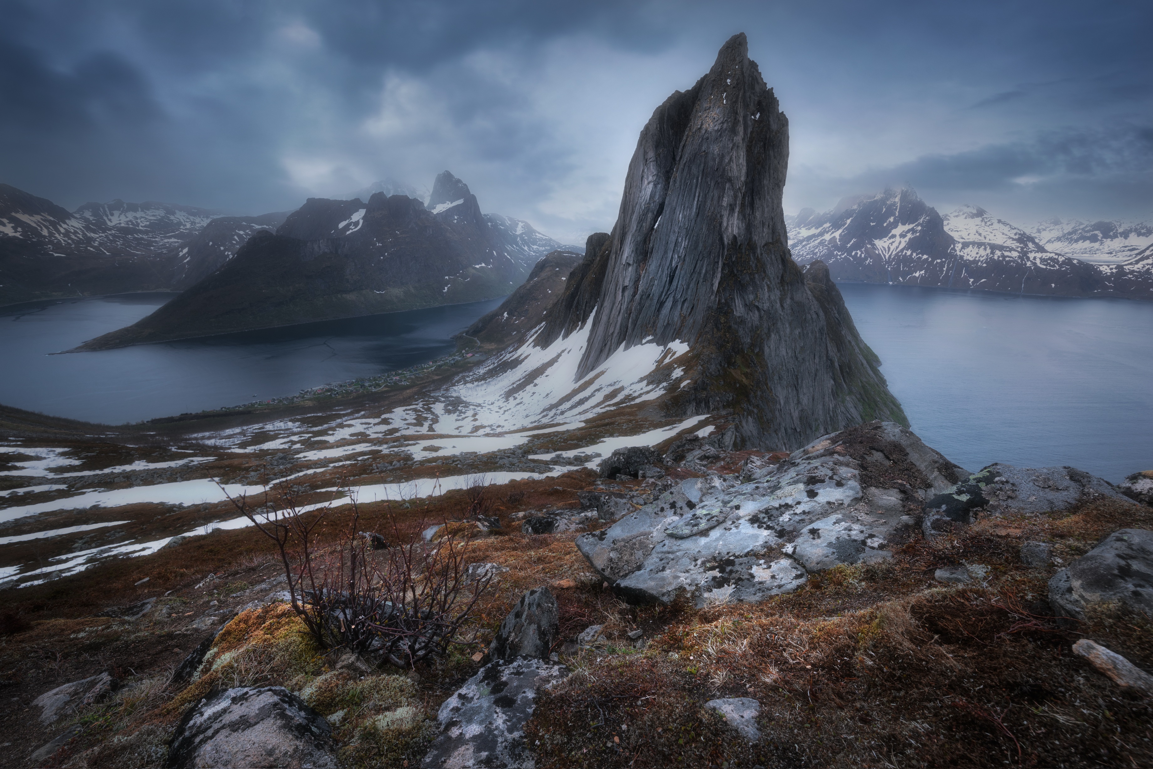 General 3680x2454 Lofoten nordic landscapes landscape nature rocks mountains cold snow water Norway