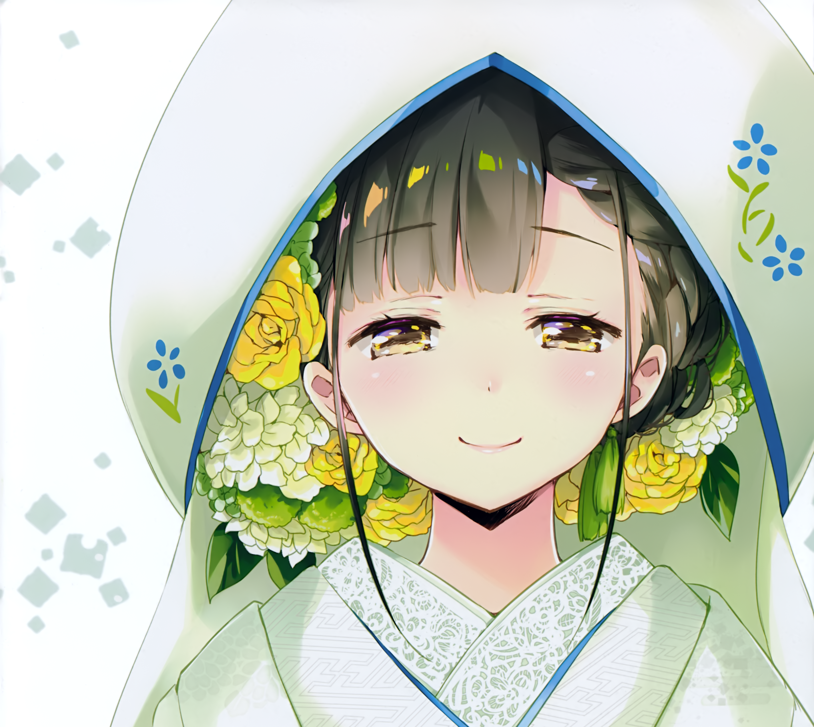 Anime 2848x2544 anime anime girls original characters cropped artwork Natsume Eri brides Japanese clothes