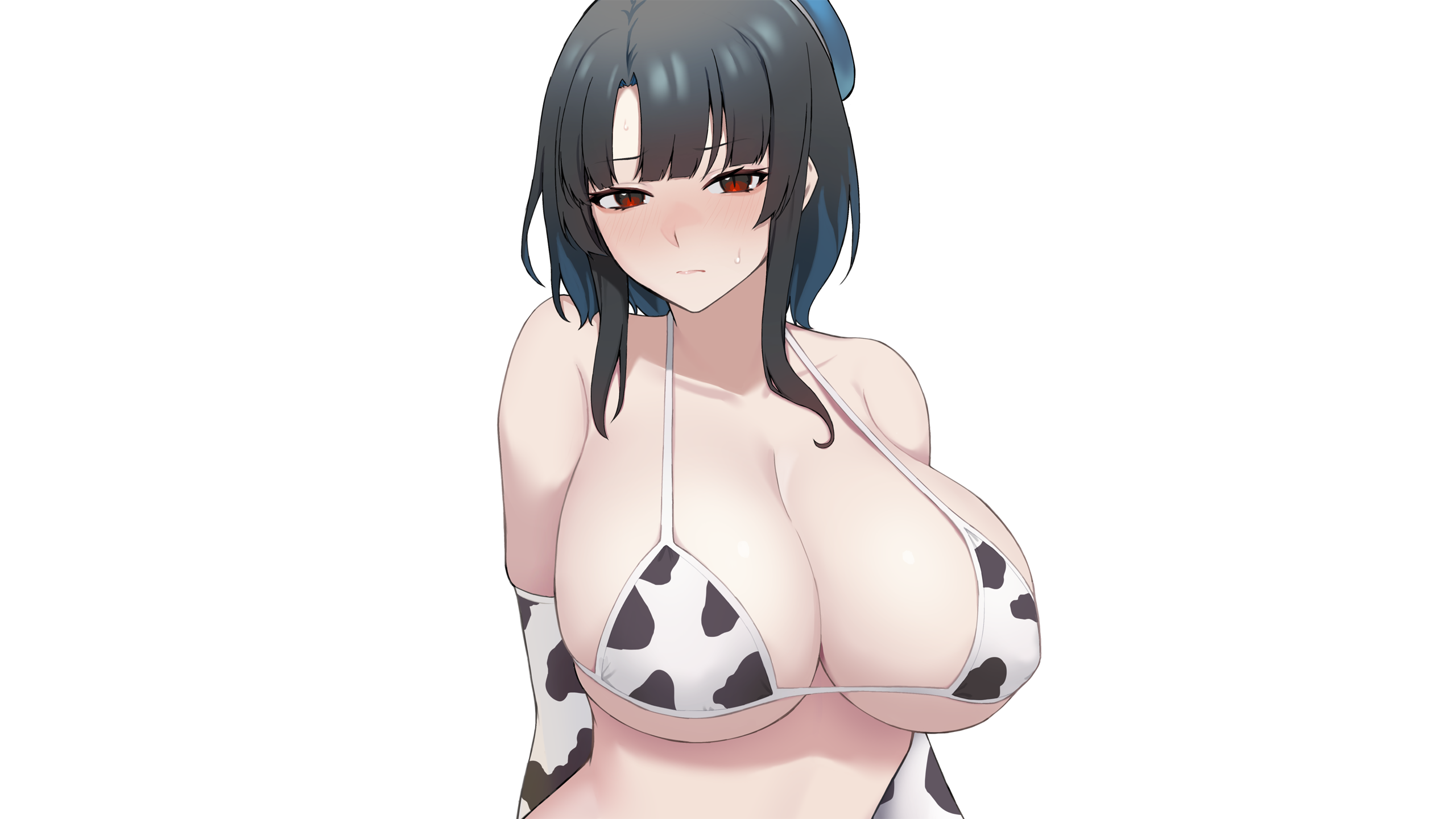 Anime 2560x1440 anime anime girls simple background Kantai Collection Takao (KanColle) big boobs boobs cowkinis bikini swimwear takaman (vakan12)