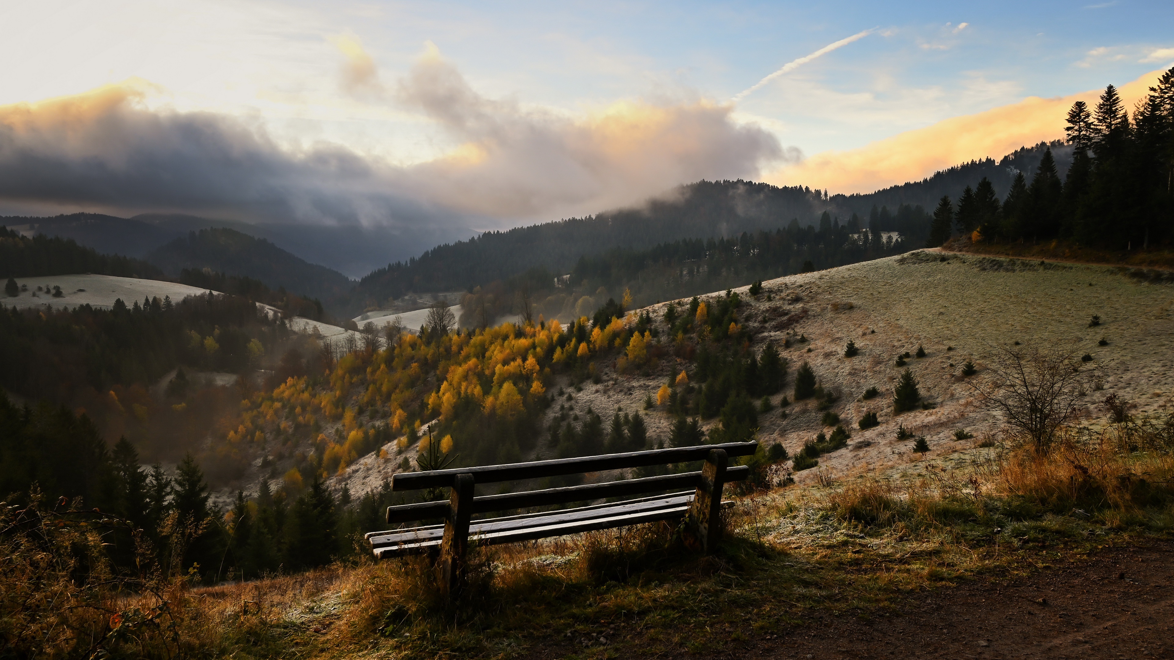 General 3840x2160 outdoors nature fall landscape bench