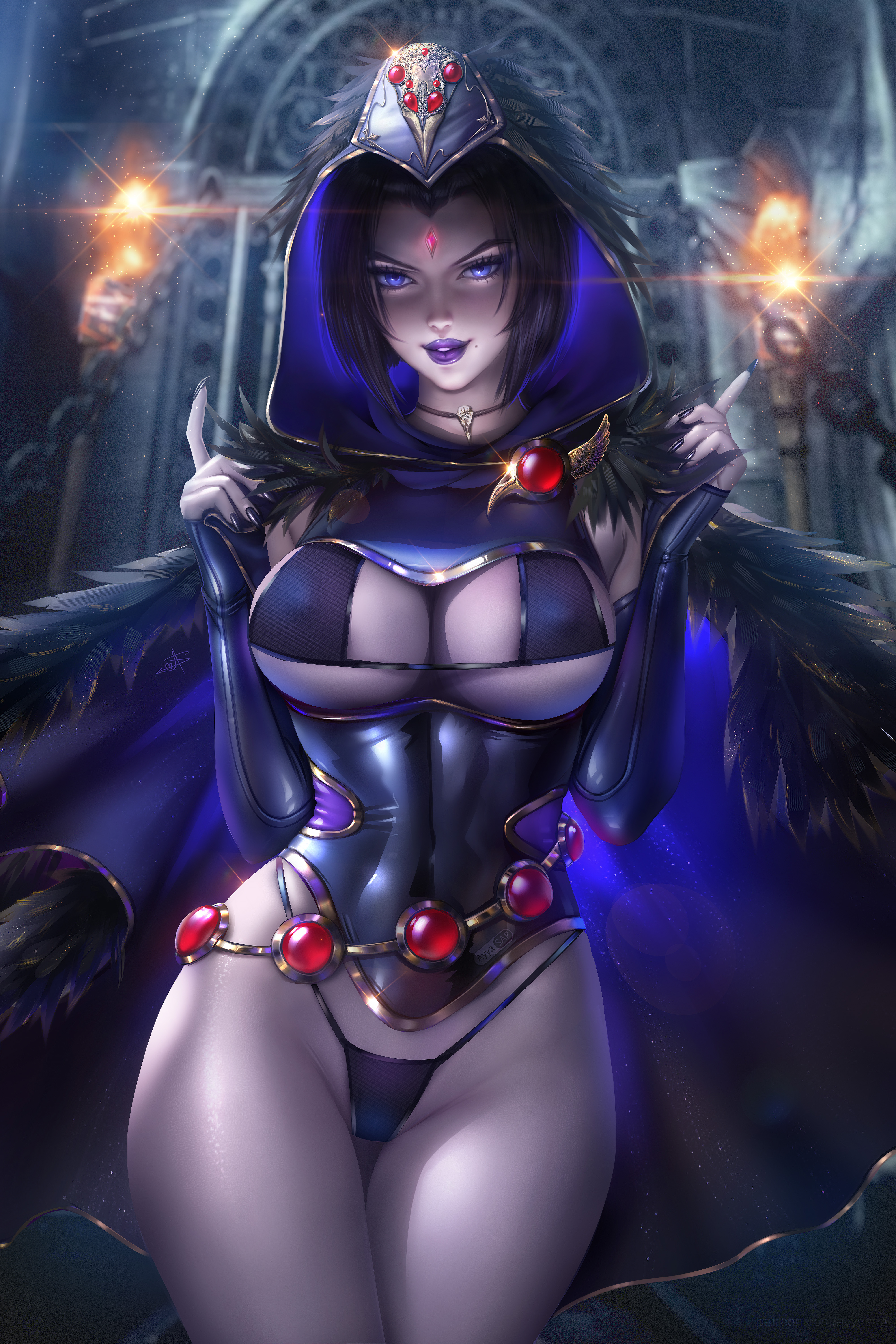 General 4000x6000 Raven (DC Comics) Teen Titans DC Comics fantasy girl 2D artwork drawing fan art Ayya Saparniyazova underwear big boobs