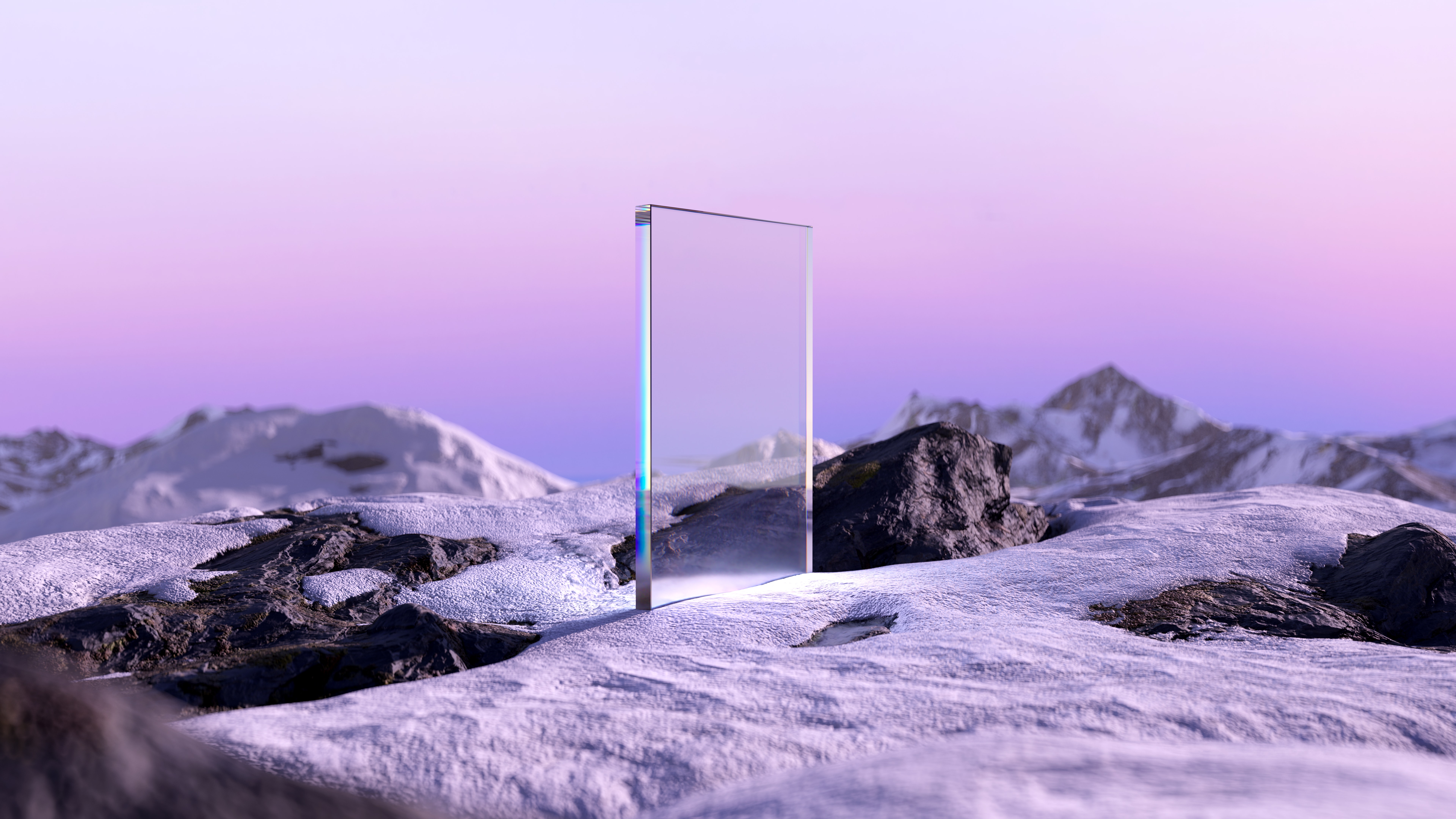 General 7680x4320 crystal  portal nature landscape ice snow sky rocks mountains