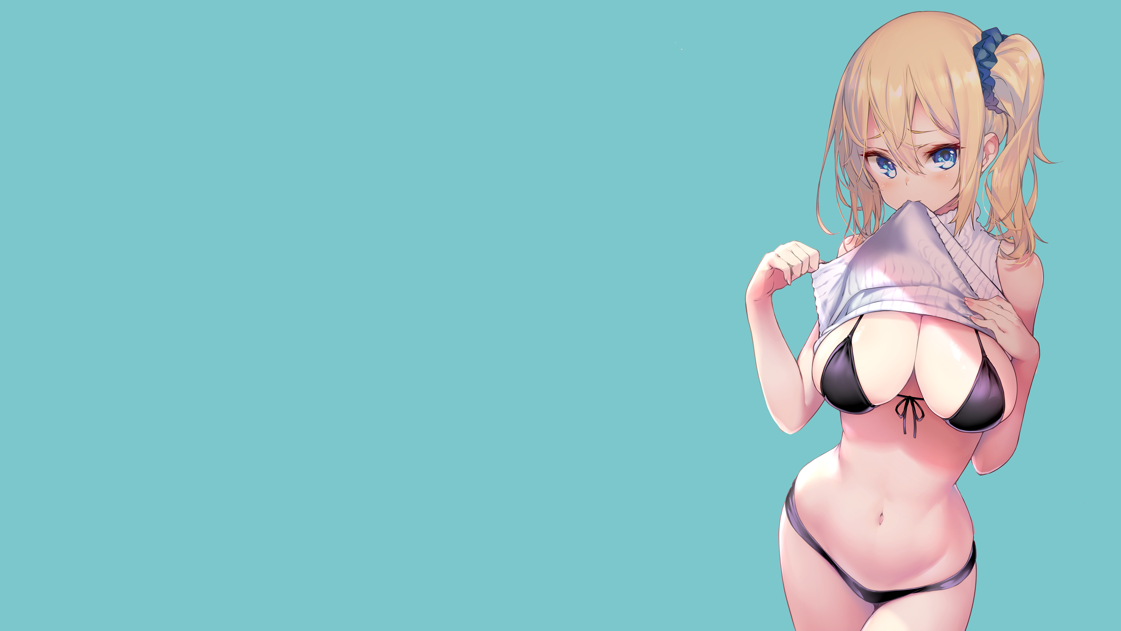 Anime 3840x2160 anime girls lifting shirt bikini