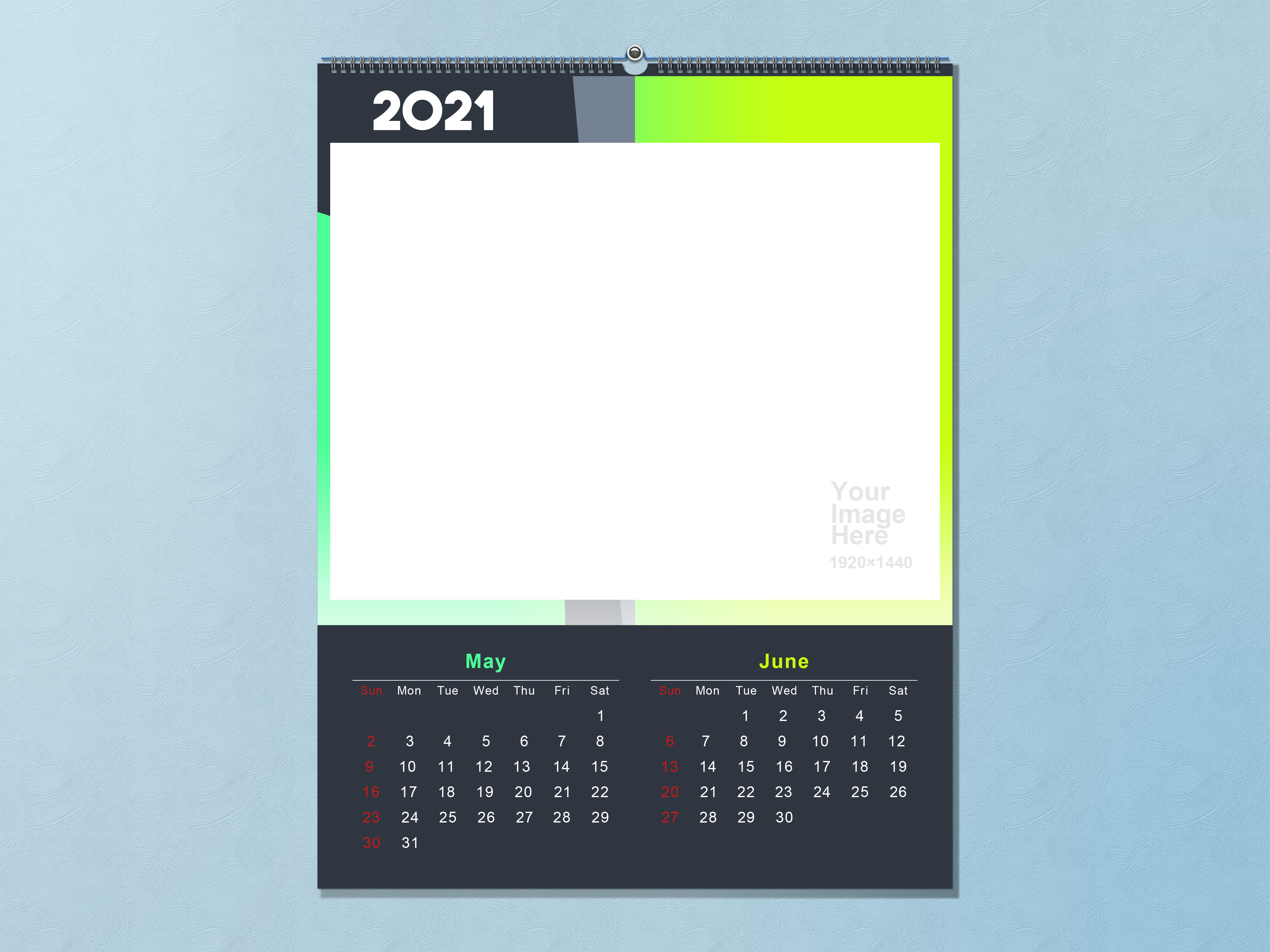 General 4000x3000 template May June calendar 2021 (Year) simple background cyan background numbers