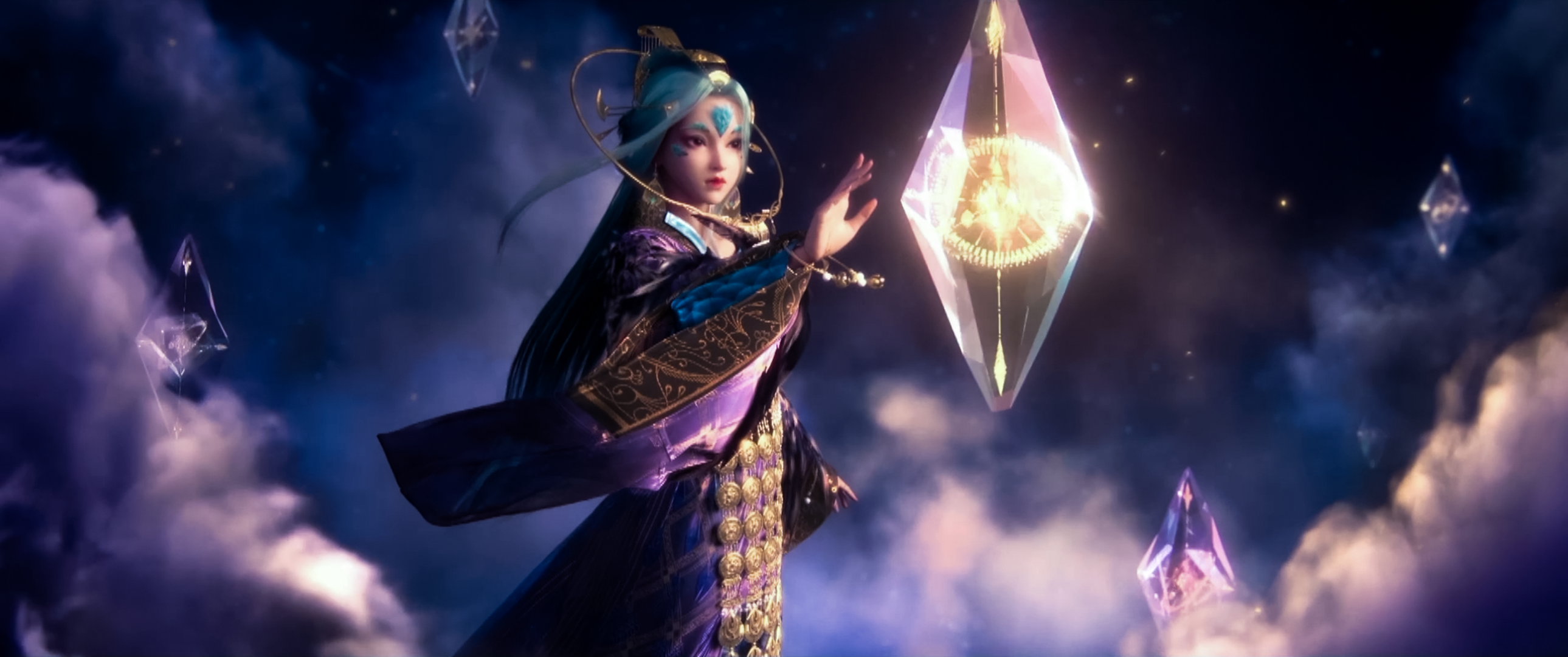 General 2579x1080 Deity Introspection Asian women fantasy art magic fantasy girl standing CGI digital art