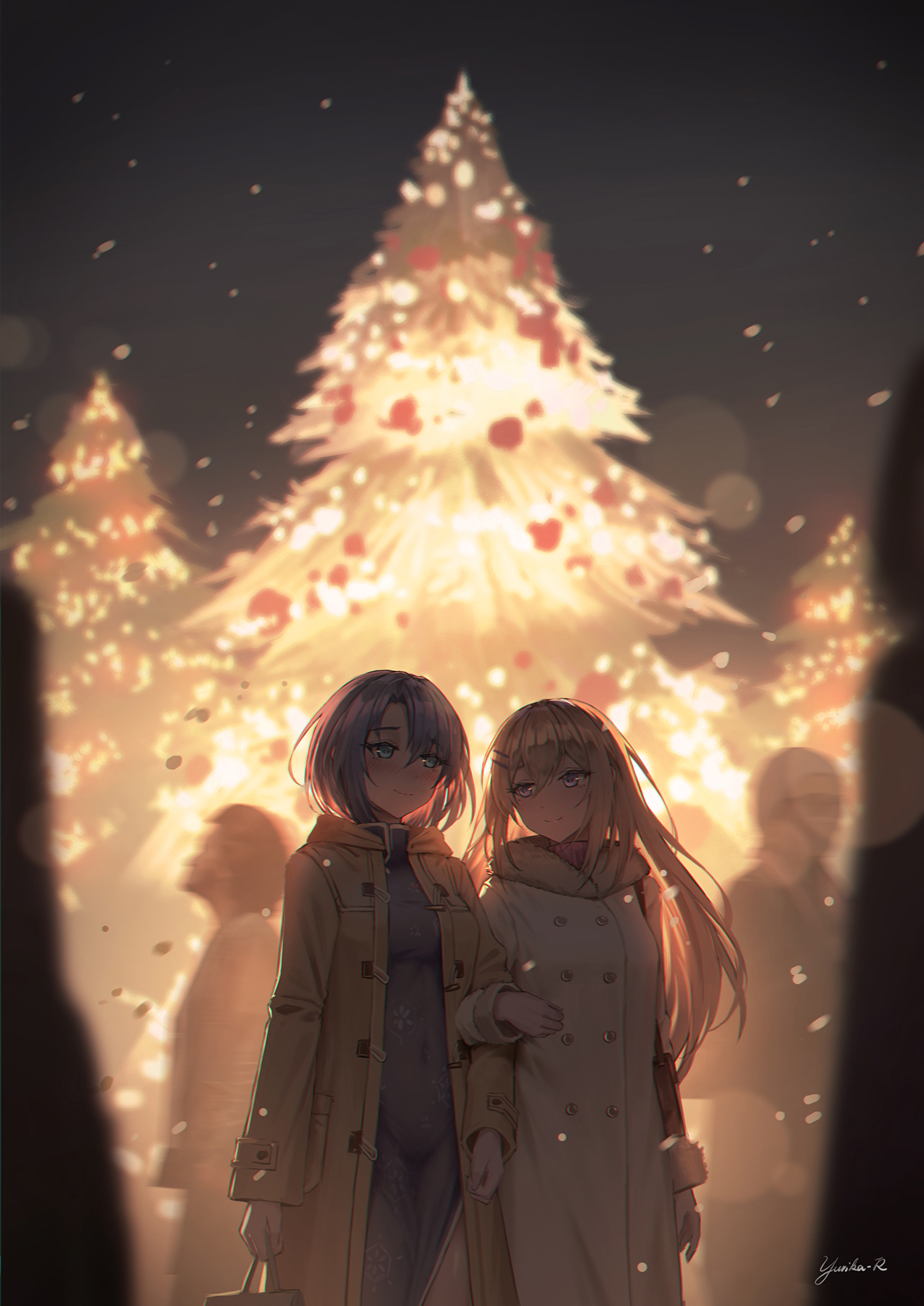 Anime 1273x1800 anime anime girls digital art artwork 2D portrait display yurichtofen Christmas Christmas tree yuri