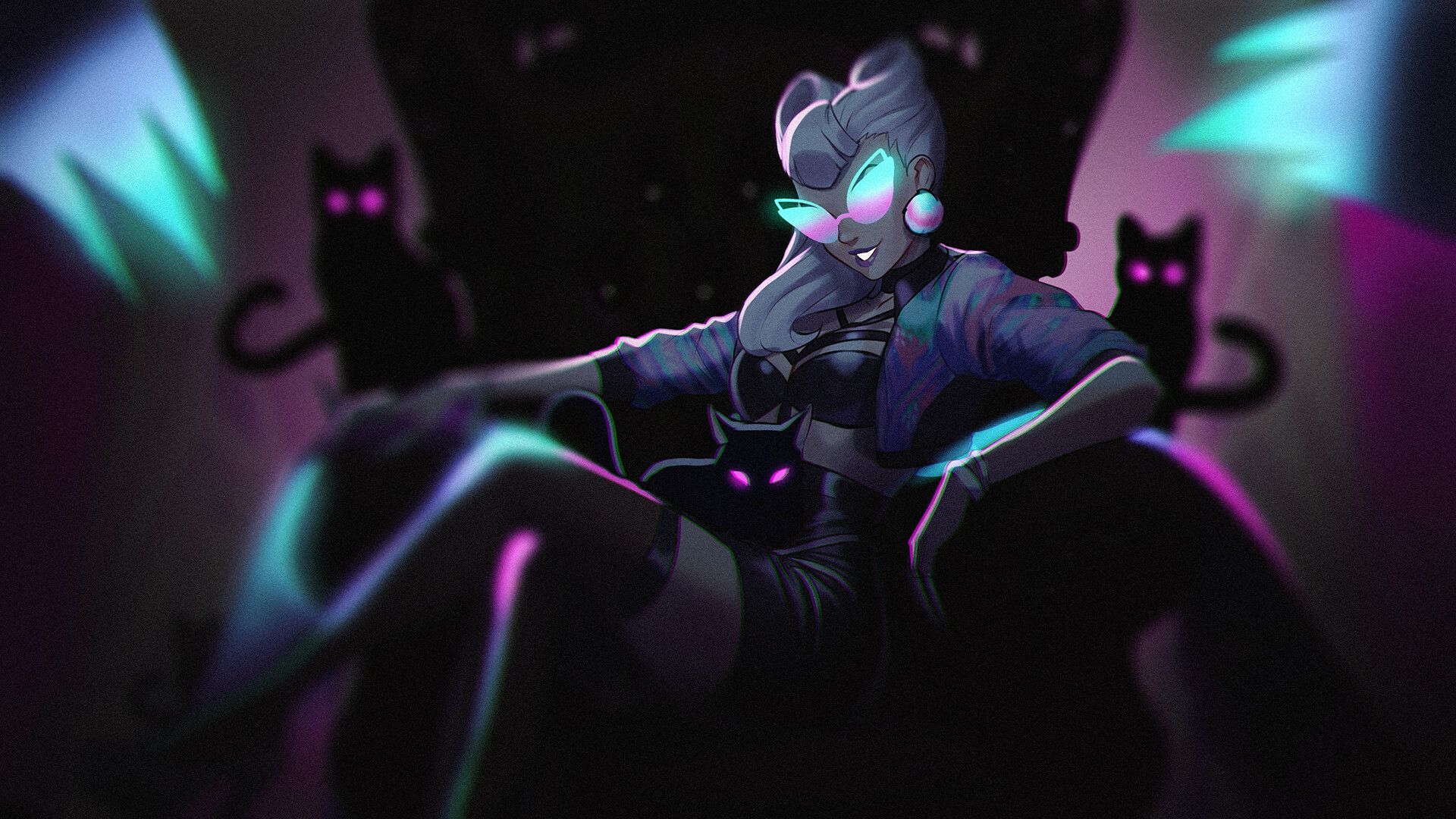 General 1920x1080 Evelynn (League of Legends) KDA Evelynn League of Legends cats dark Riot Games video games video game characters