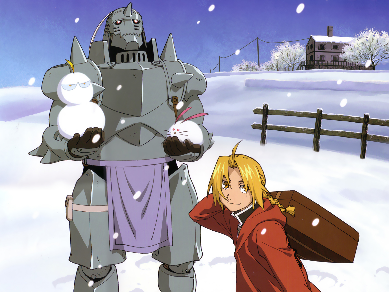 Anime 1600x1200 Full Metal Alchemist Elric Edward Elric Alphonse snow