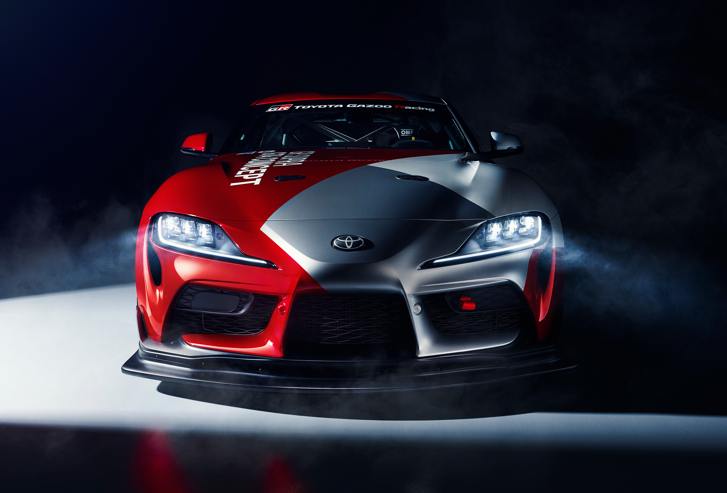 General 2502x1698 Toyota Supra Toyota GR Supra race cars livery car Toyota Japanese cars concept cars frontal view Toyota Gazoo Racing vehicle