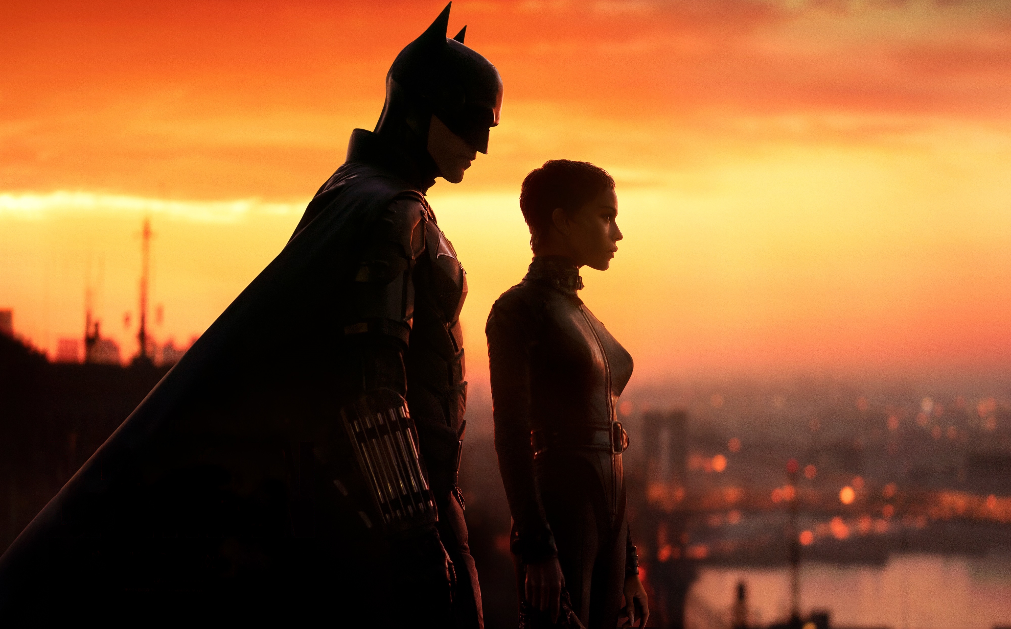 People 4000x2490 Batman Catwoman DC Comics film stills depth of field Robert Pattinson Zoë Kravitz The Batman (2022) women men sunset