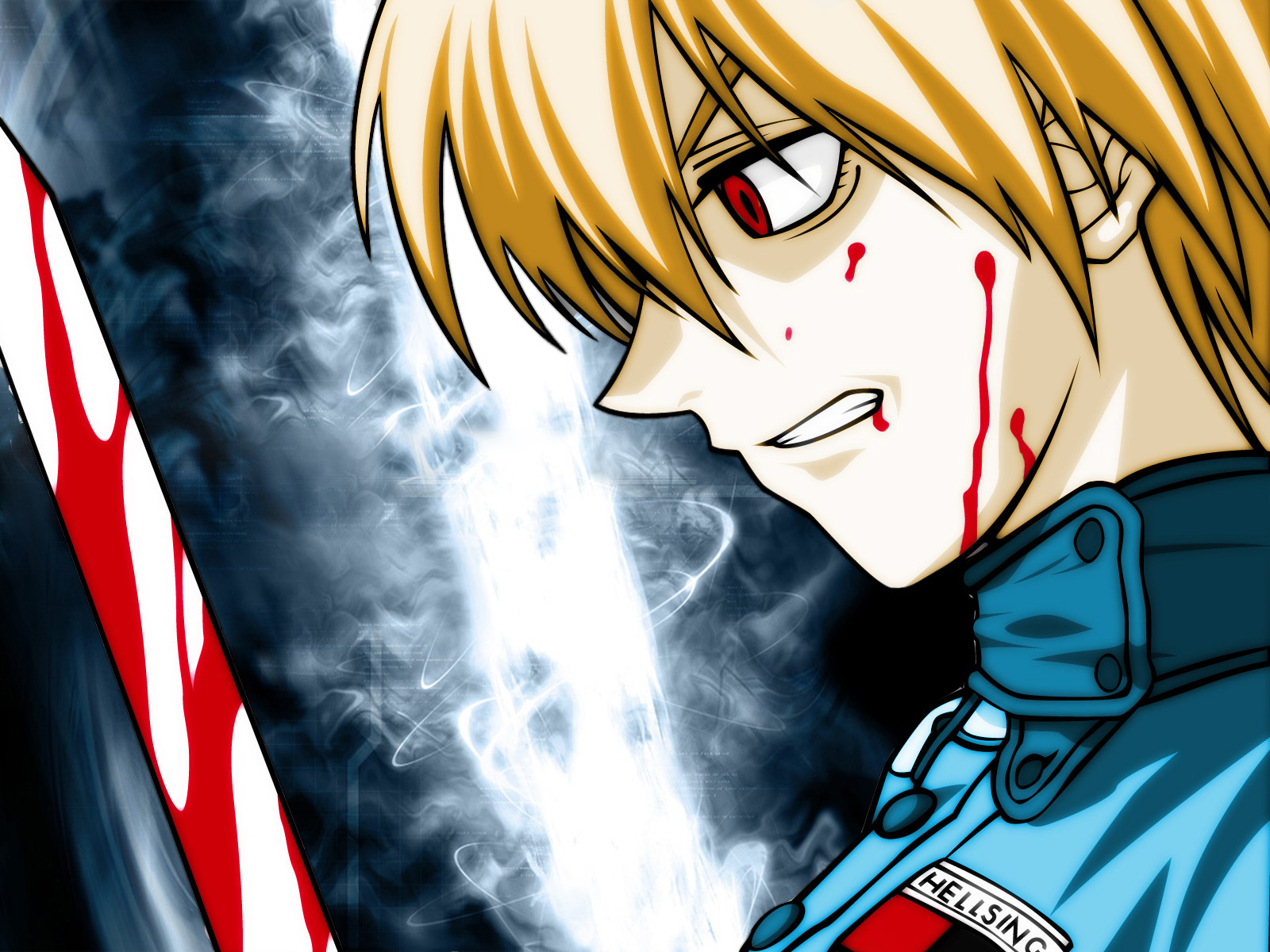 Anime 1600x1200 Hellsing Ultimate anime Seras Victoria blood blonde red eyes
