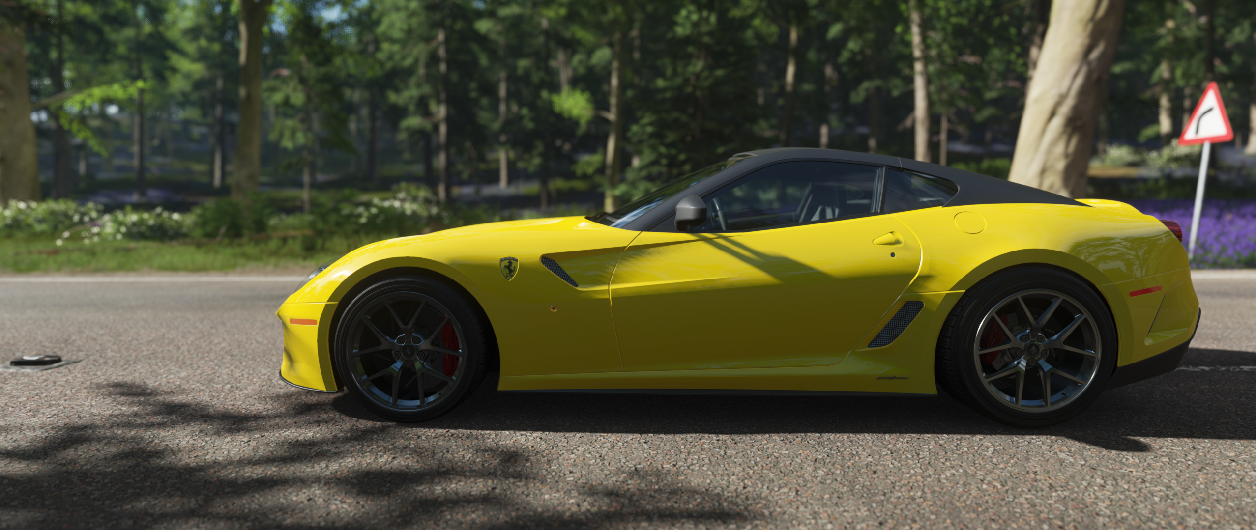 General 2555x1079 Forza Horizon 4 Ferrari Ferrari 599 video games yellow cars car vehicle screen shot