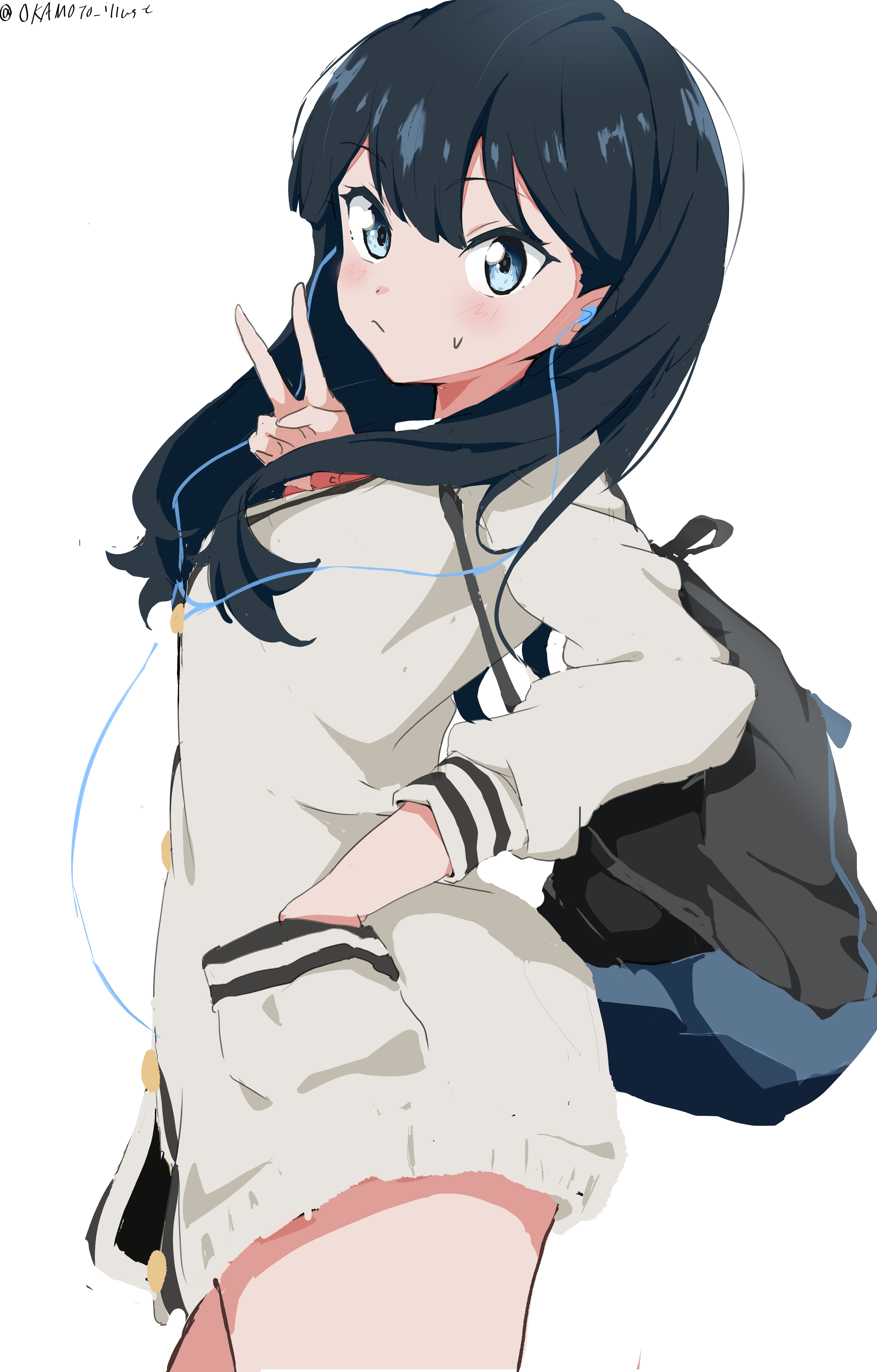 Watchers, teal long haired girl anime character showing peace hand signs,  png | PNGEgg