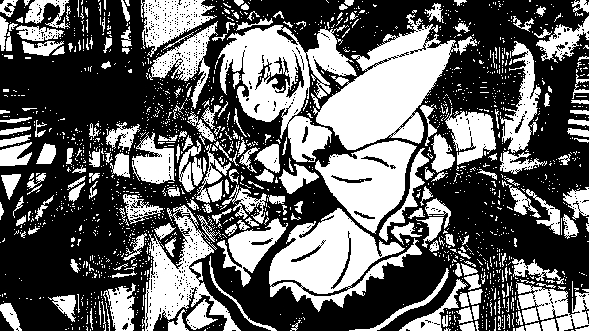 Anime 1920x1080 anime girl with wings anime girls Sunny Milk monochrome ink Touhou abstract