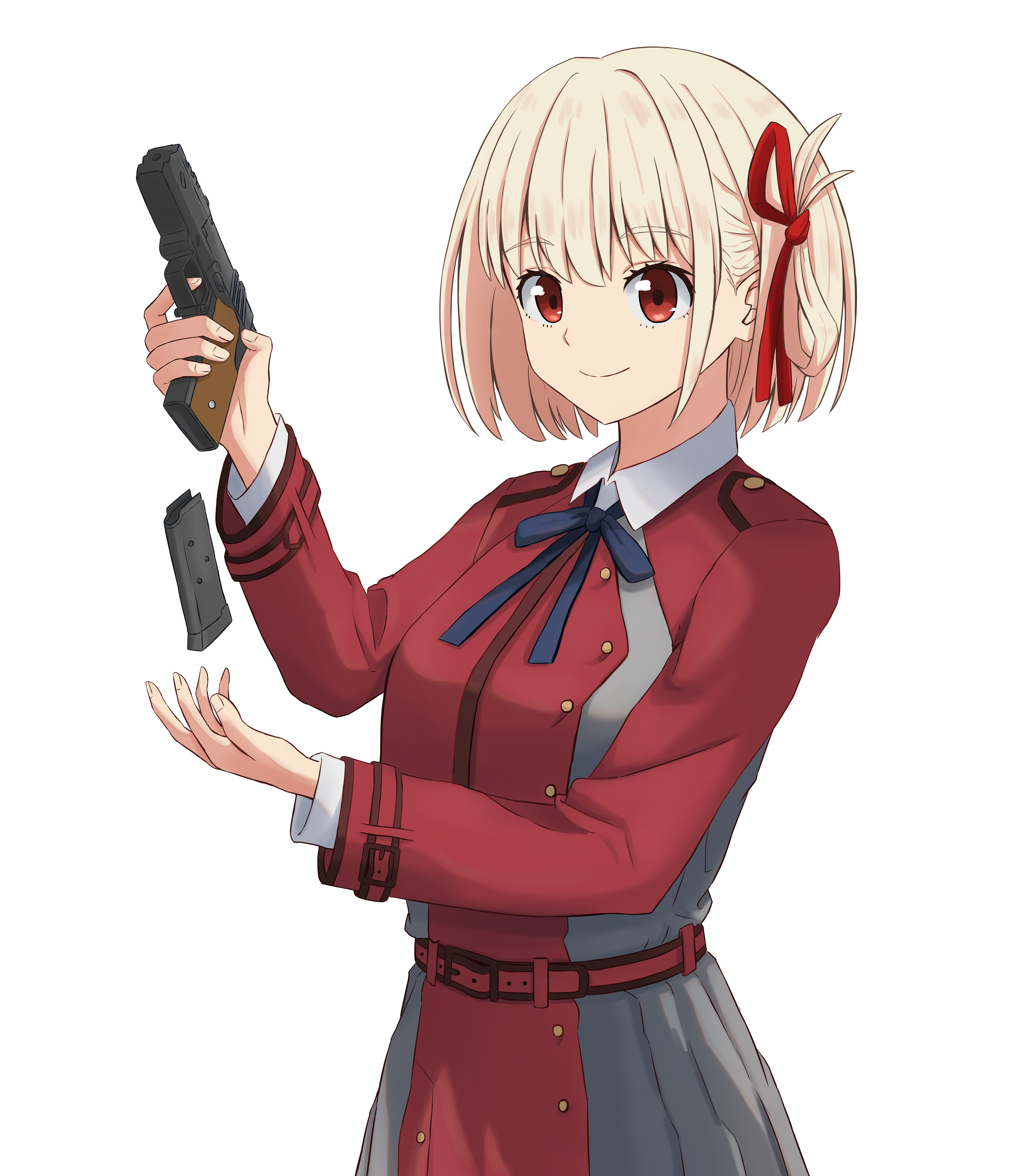 Anime 5288x6151 anime anime girls Lycoris Recoil Nishikigi Chisato short hair blonde solo artwork digital art fan art gun girls with guns