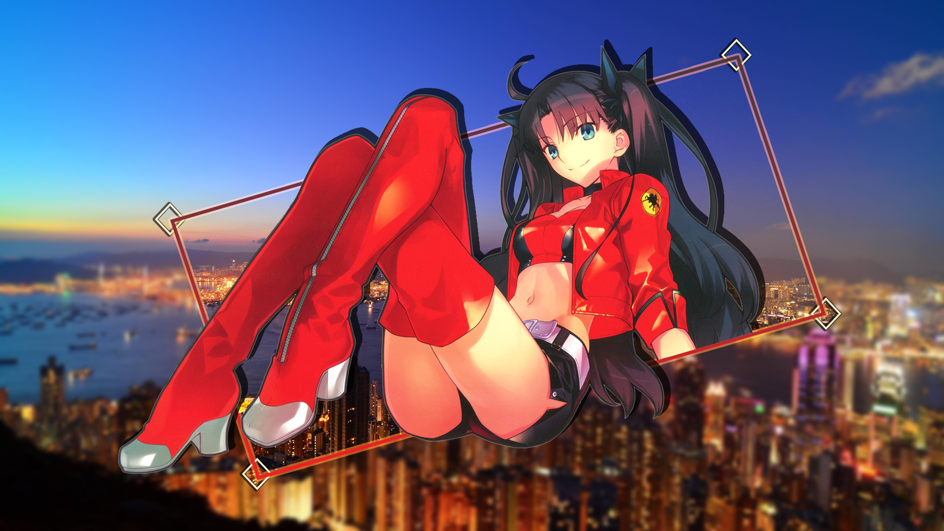 Anime 1920x1080 Tohsaka Rin Fate series Hong Kong picture-in-picture anime girls