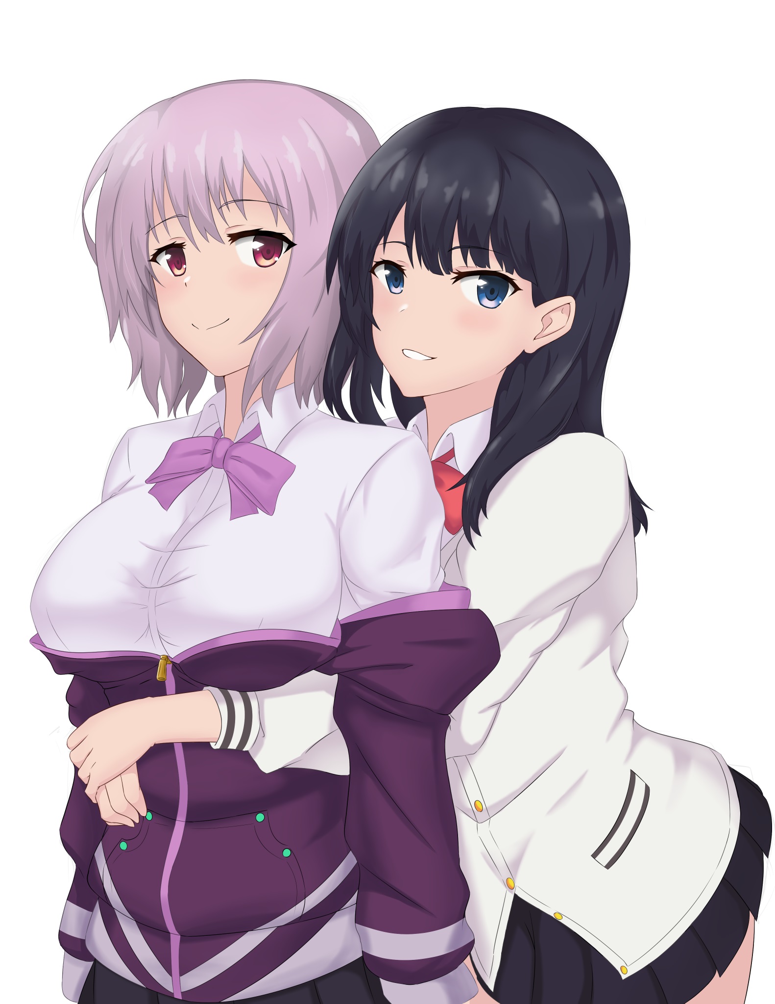 Two Women Long Hair Short Hair Purple Hair Anime Anime Girls Ssss Gridman Takarada Rikka