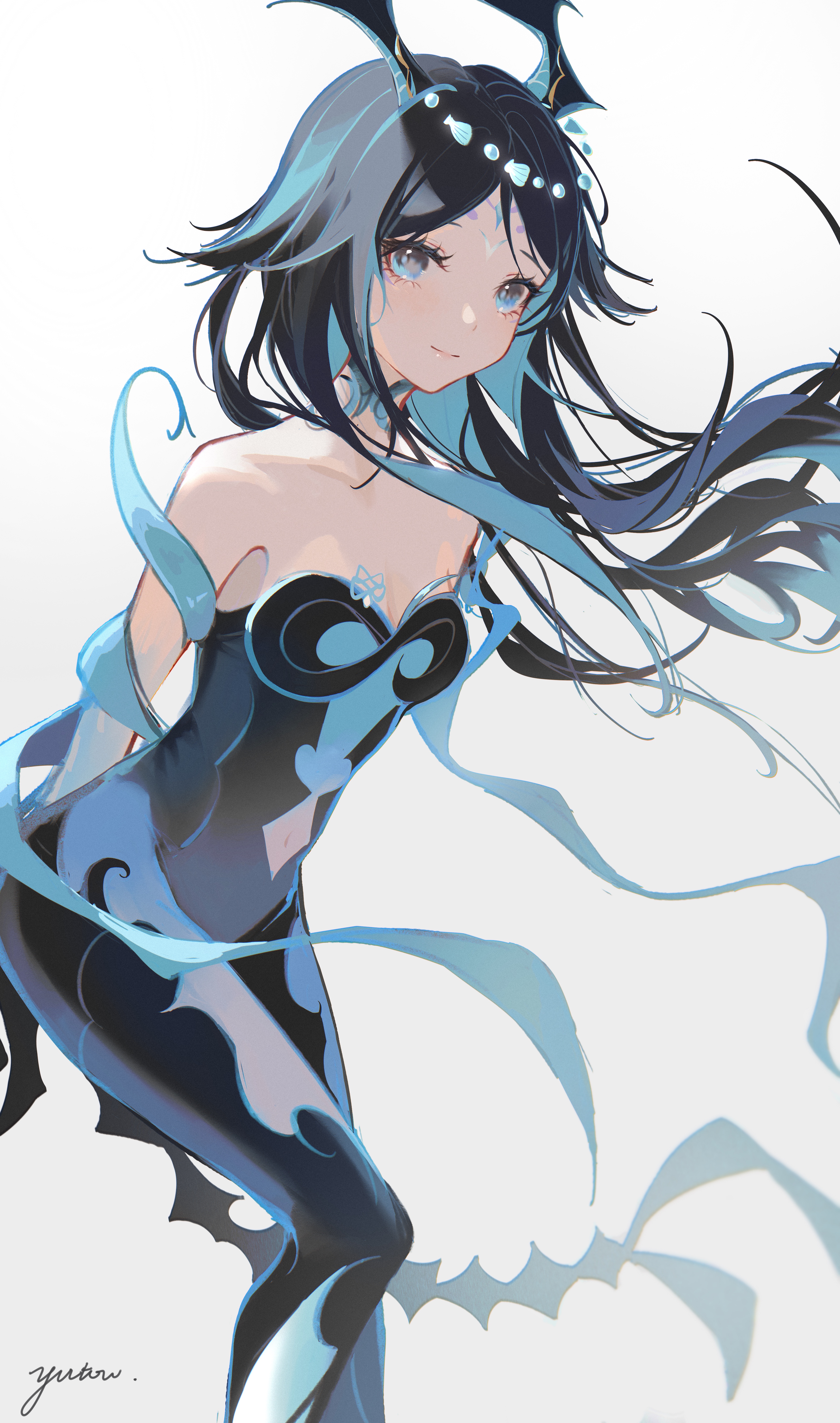 Anime 3750x6350 Genshin Impact video game characters artwork black hair long hair