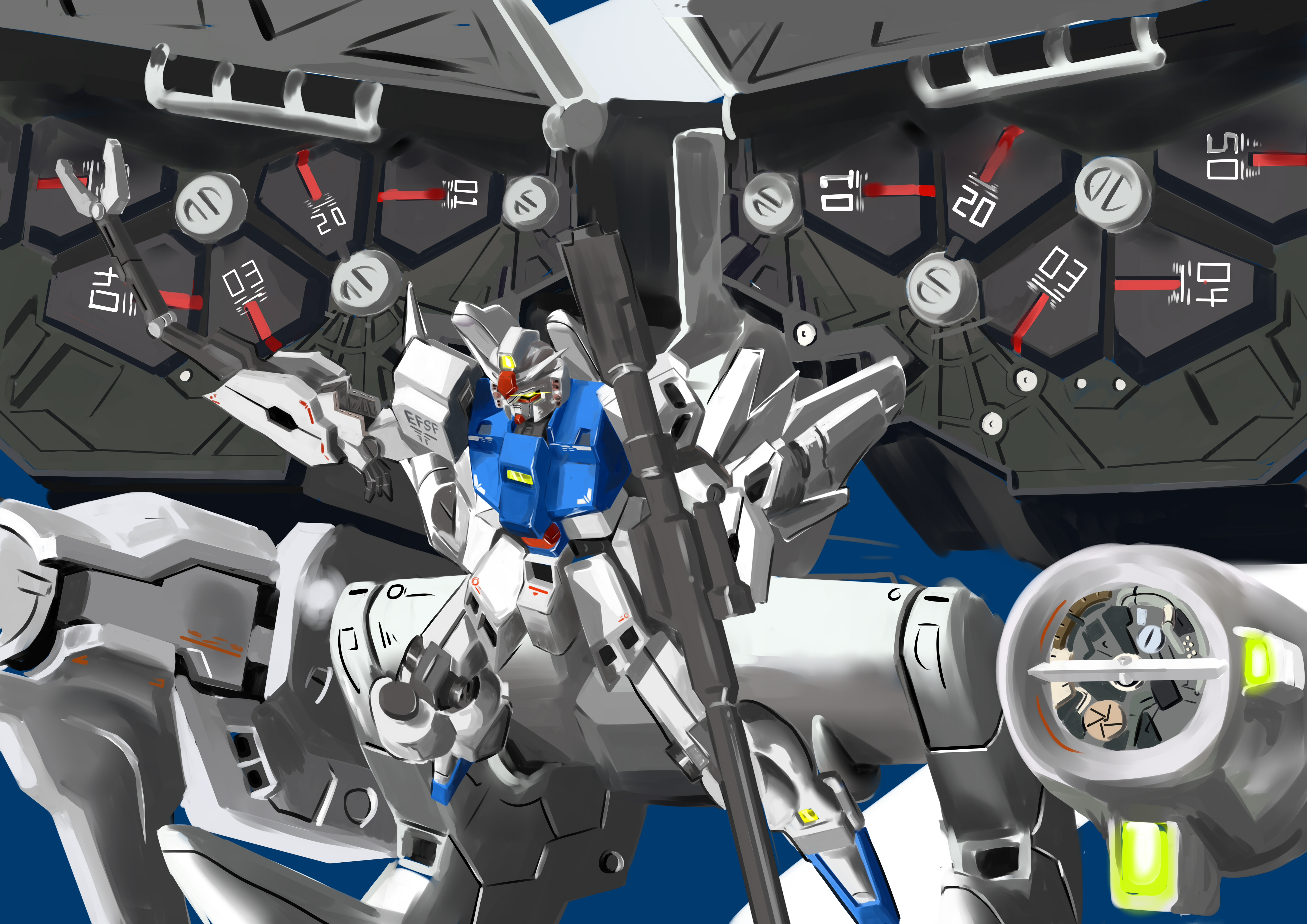 Anime 4960x3507 anime mechs Super Robot Taisen Gundam artwork digital art fan art GP03 Gundam "Dendrobium" Mobile Suit Gundam 0083: Stardust Memory