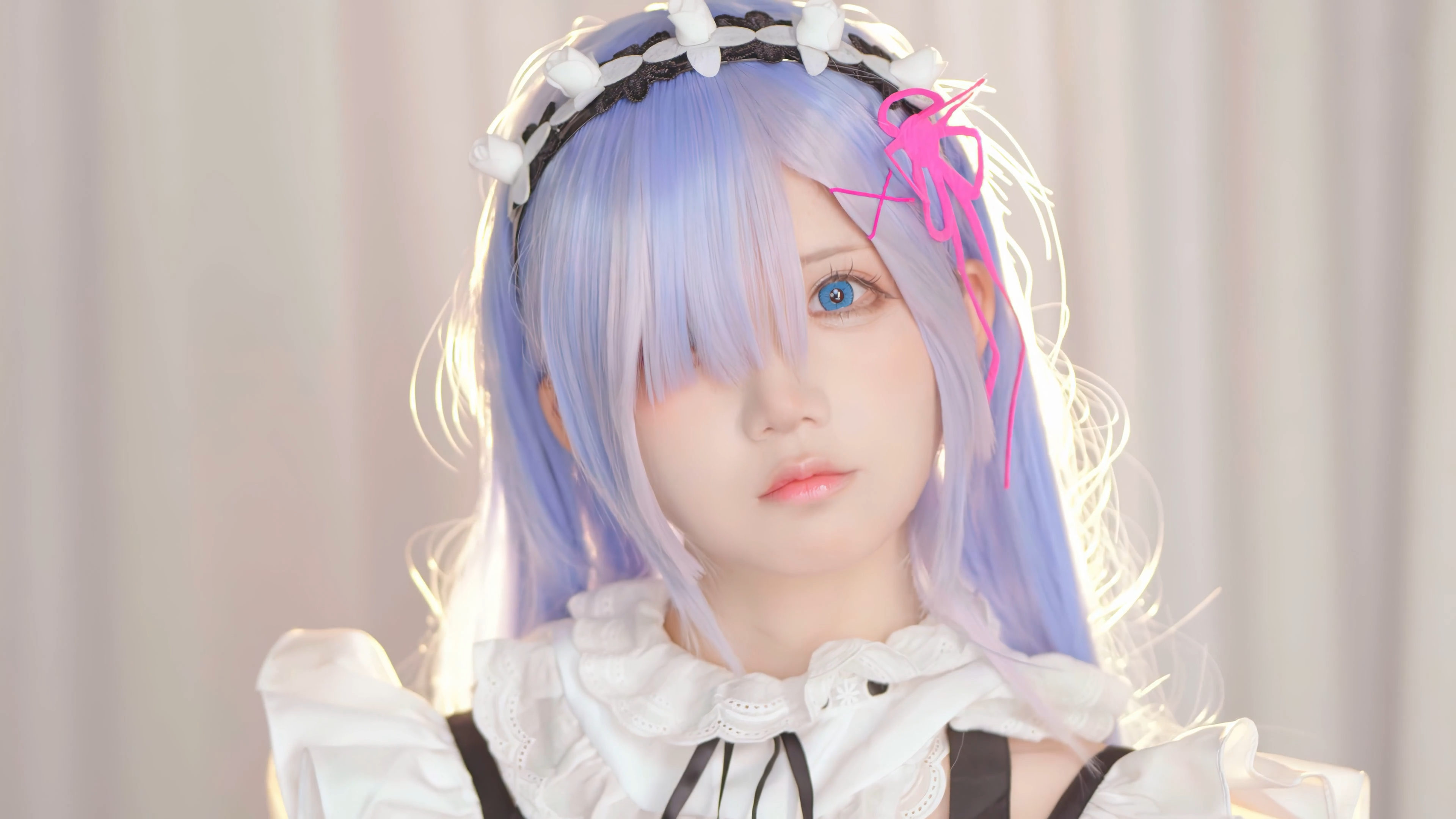 People 3840x2160 haixiu7 cosplay Rem (Re:Zero) Asian maid outfit women
