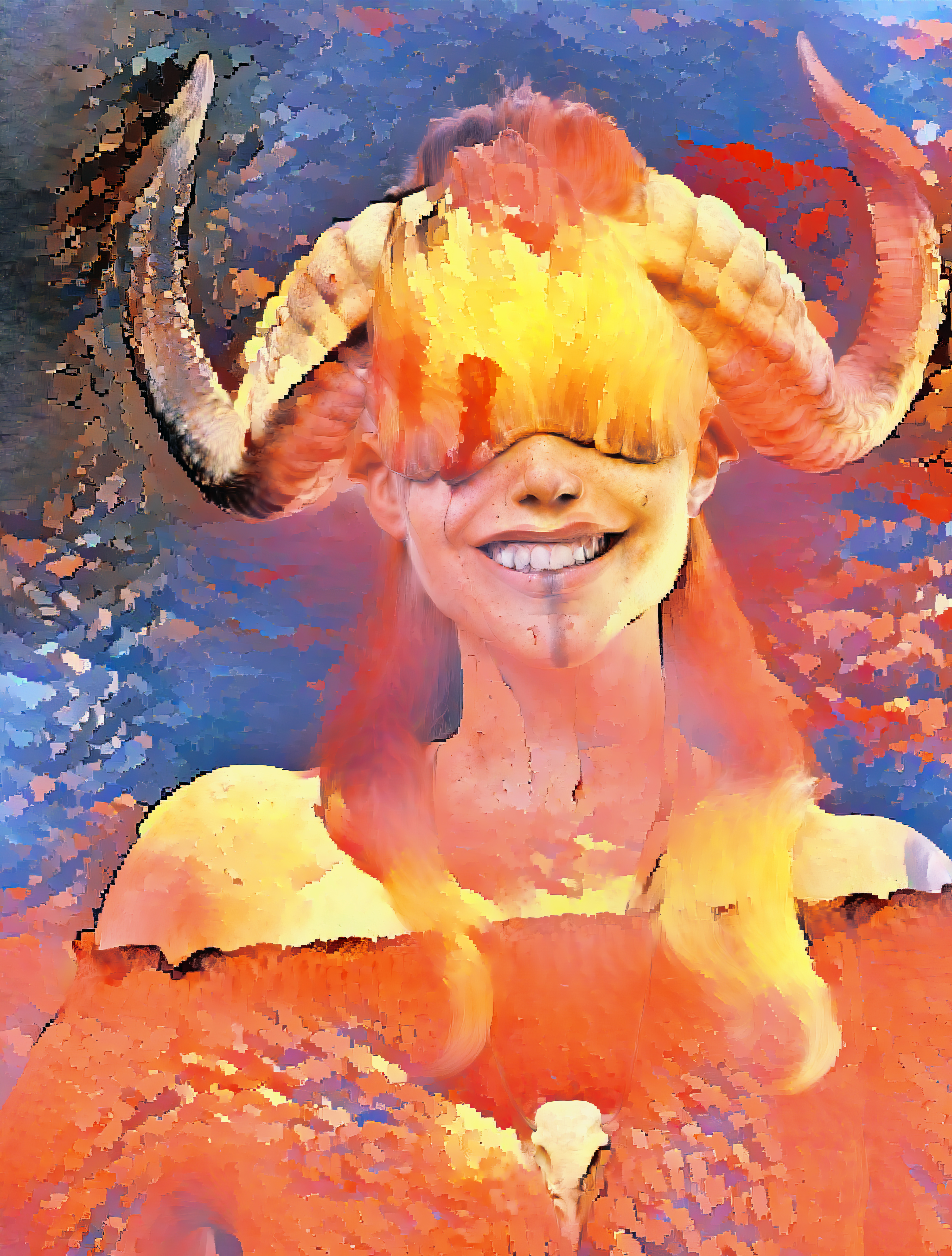 General 3957x5221 dar0z Robin Isola women artwork smiling CGI horns fantasy girl AI art