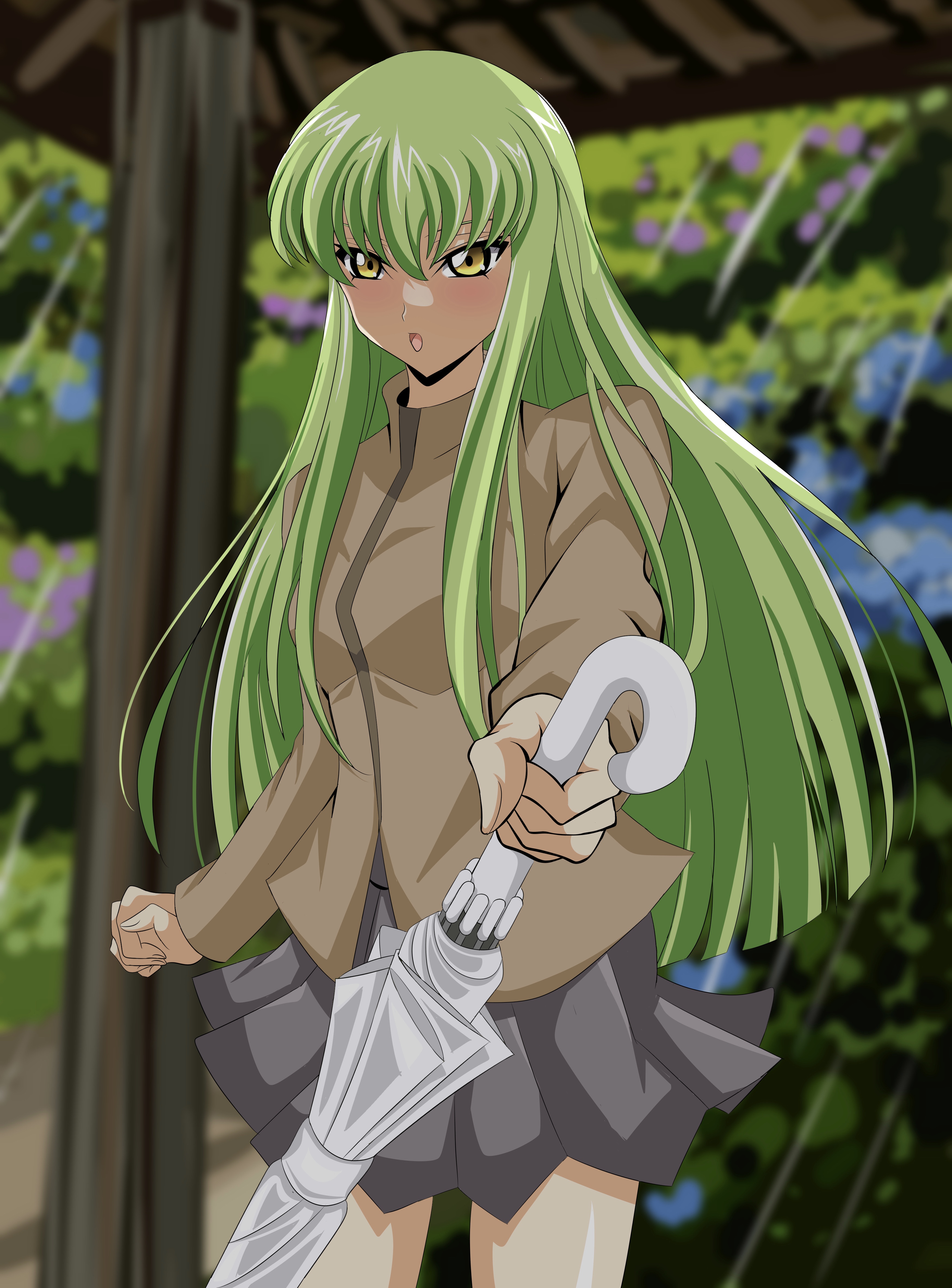Anime 3500x4735 anime anime girls Code Geass C.C. (Code Geass) long hair green hair artwork digital art fan art