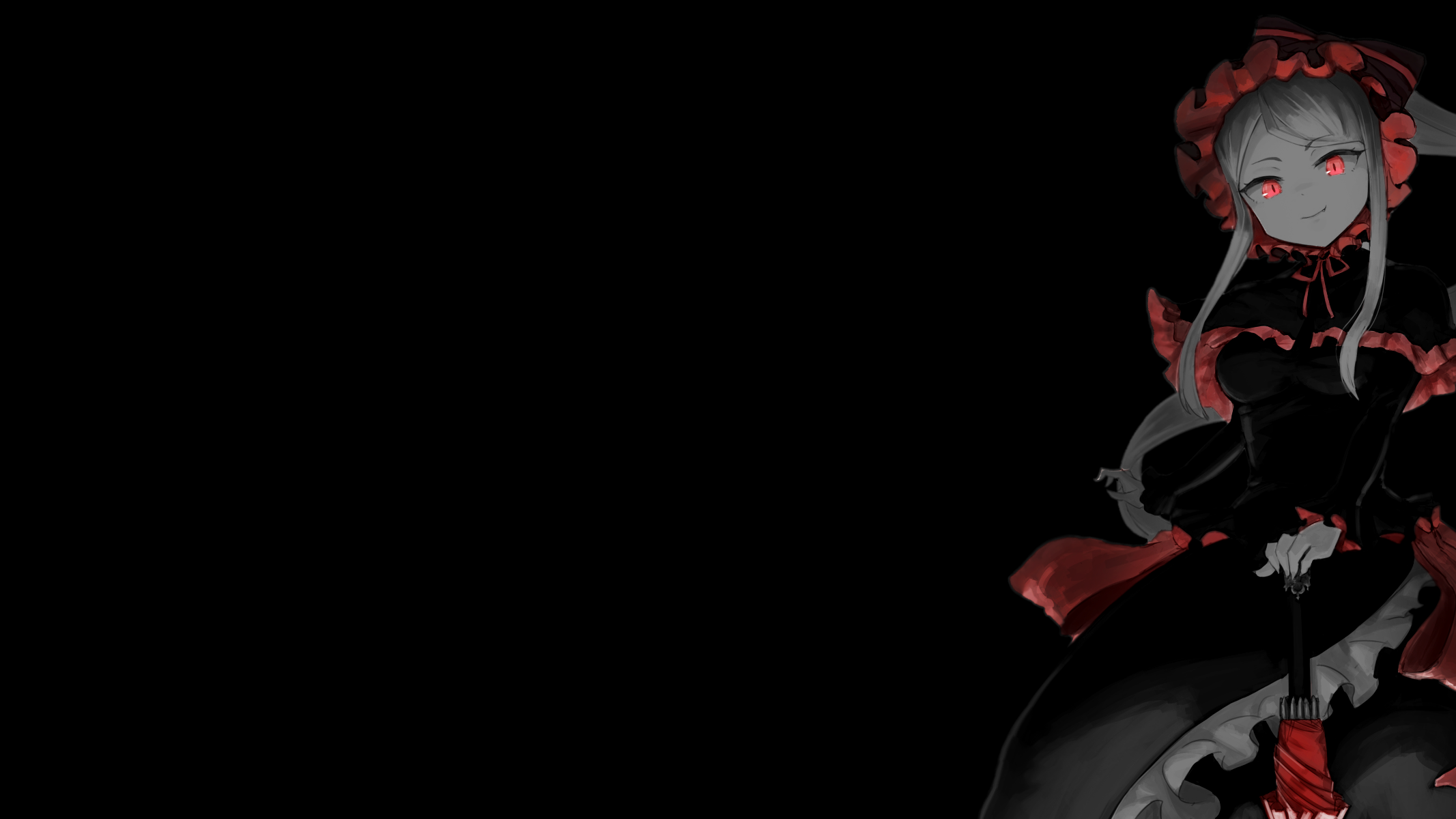Anime 2133x1200 selective coloring simple background dark background black background anime girls Overlord