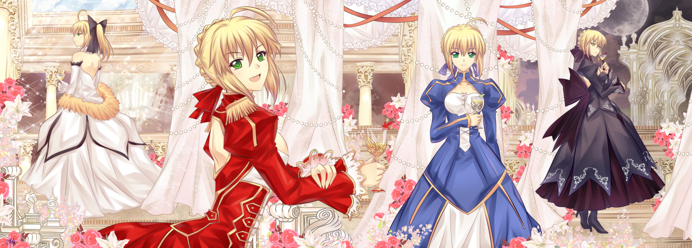 Anime 2225x800 anime anime girls Fate series Fate/Stay Night fate/stay night: heaven's feel Fate/Unlimited Codes  Fate/Extra Fate/Extra CCC Fate/Grand Order blonde Artoria Pendragon Saber Saber Alter Saber Lily Nero Claudius