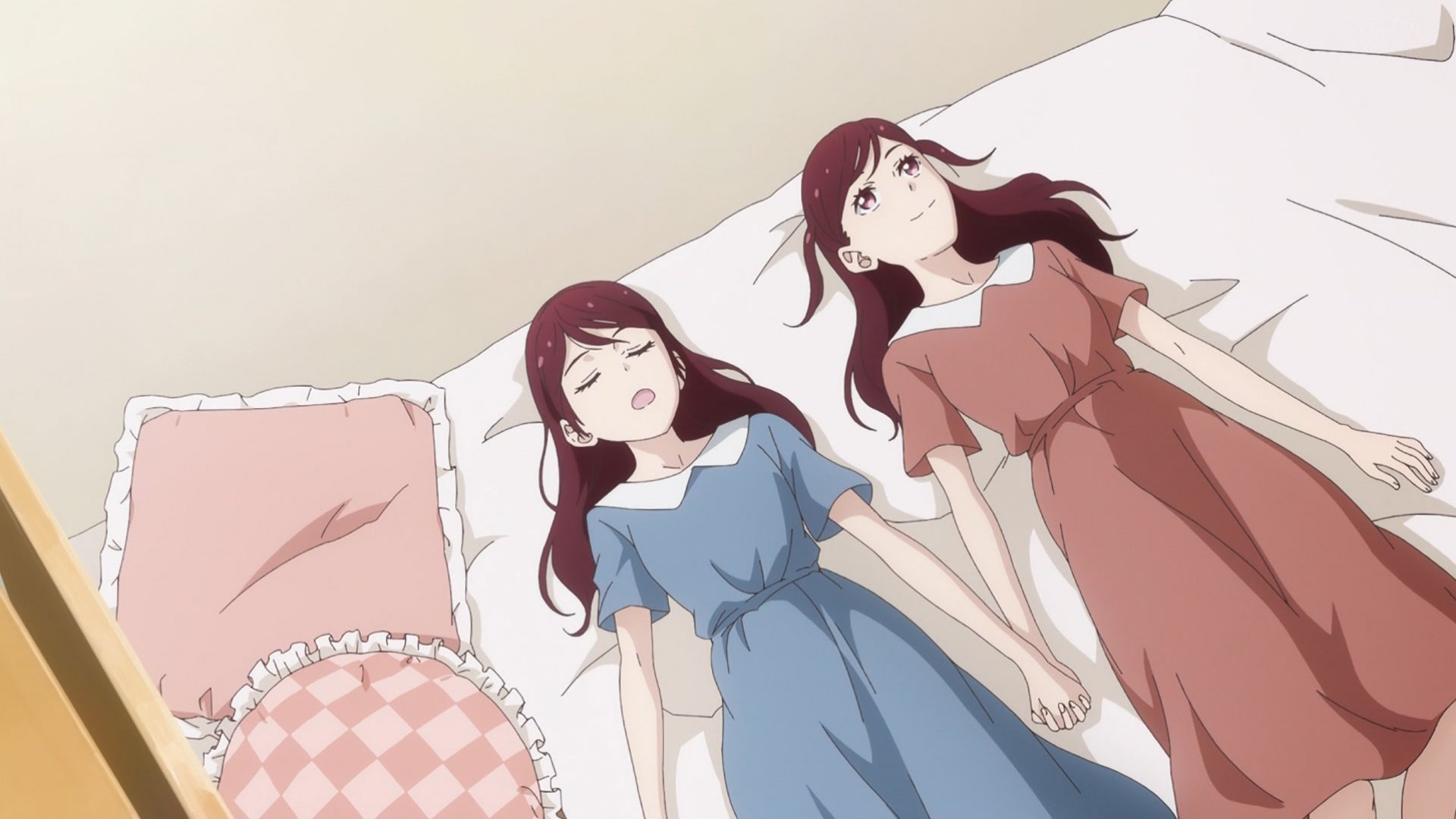 Anime 1920x1080 anime anime girls Anime screenshot Kageki Shoujo!! Sawada Chiaki Sawada Chika twins long hair brunette