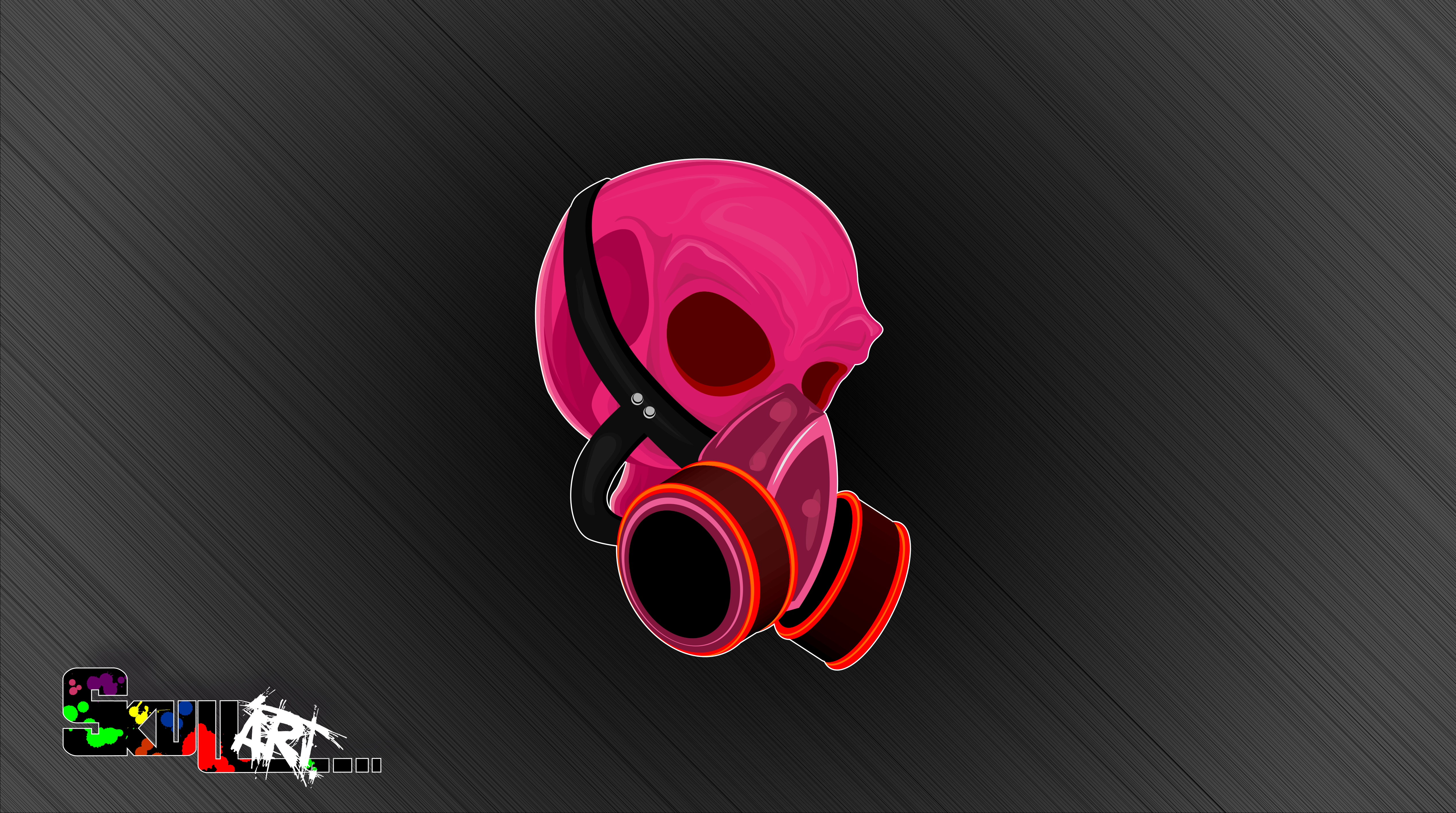 General 5075x2835 skull face mask colorful digital art simple background watermarked