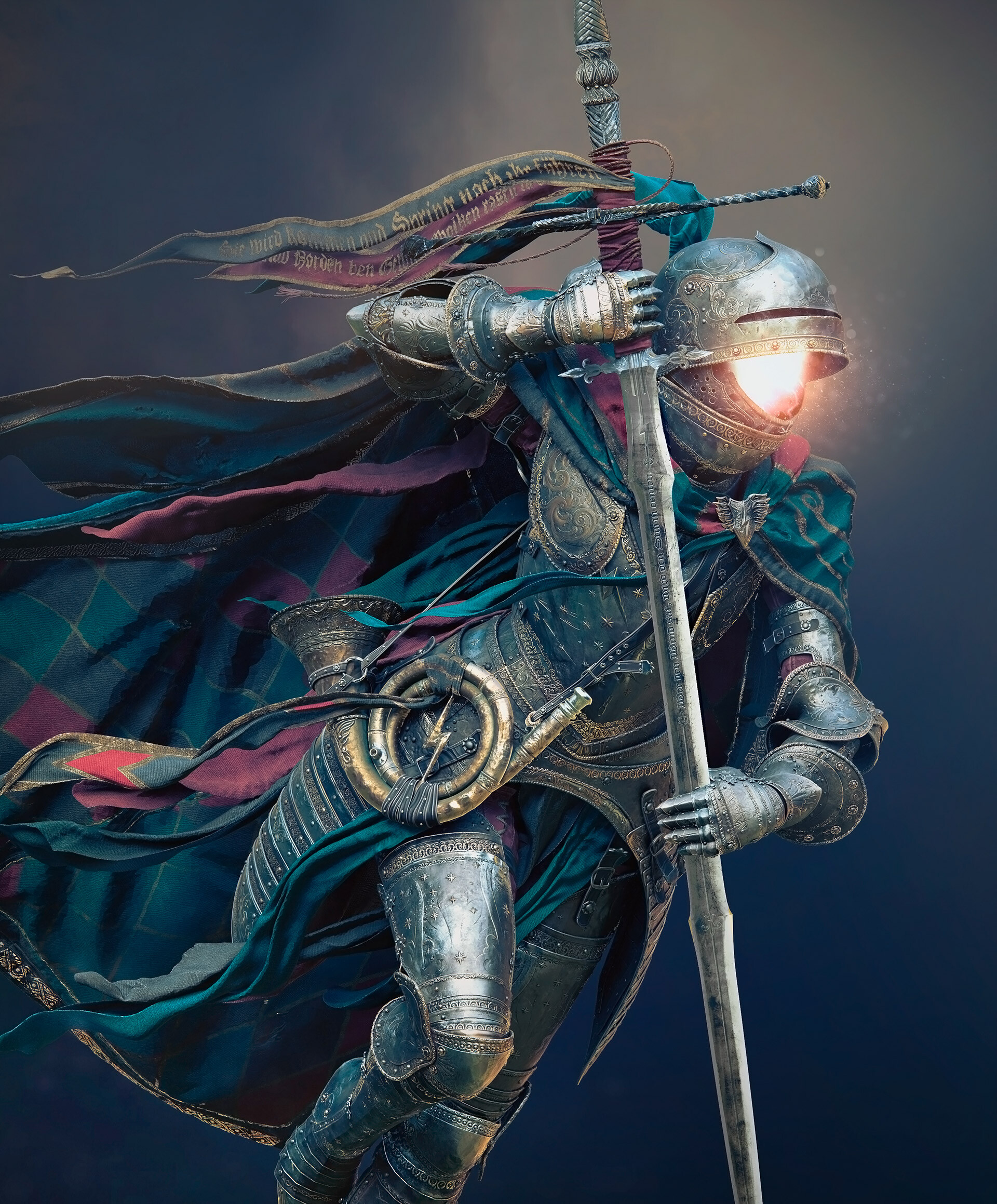 General 1920x2318 artwork ArtStation digital art fantasy art knight sword armor Michael Black