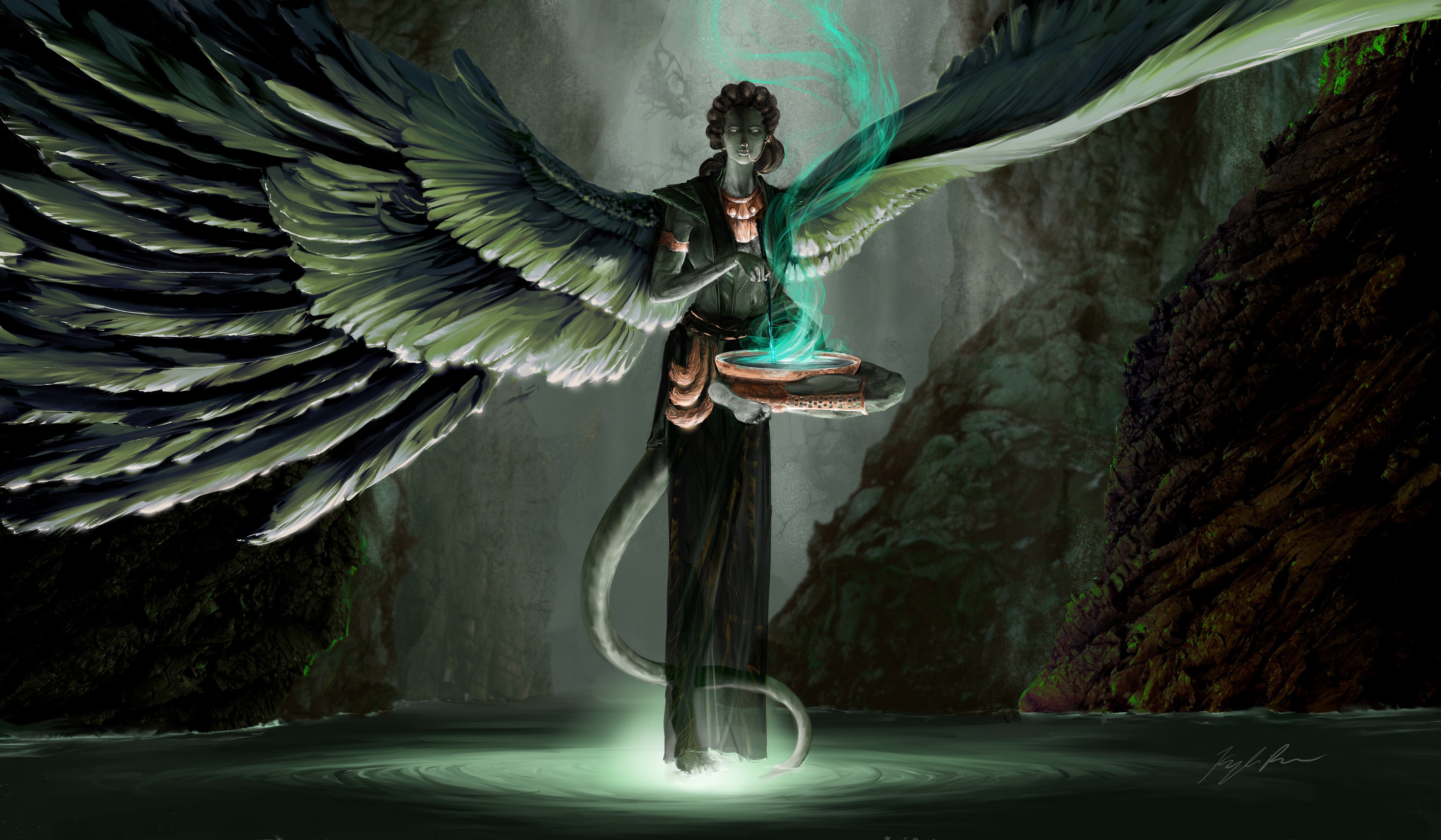 General 3840x2240 artwork fantasy art wings tail