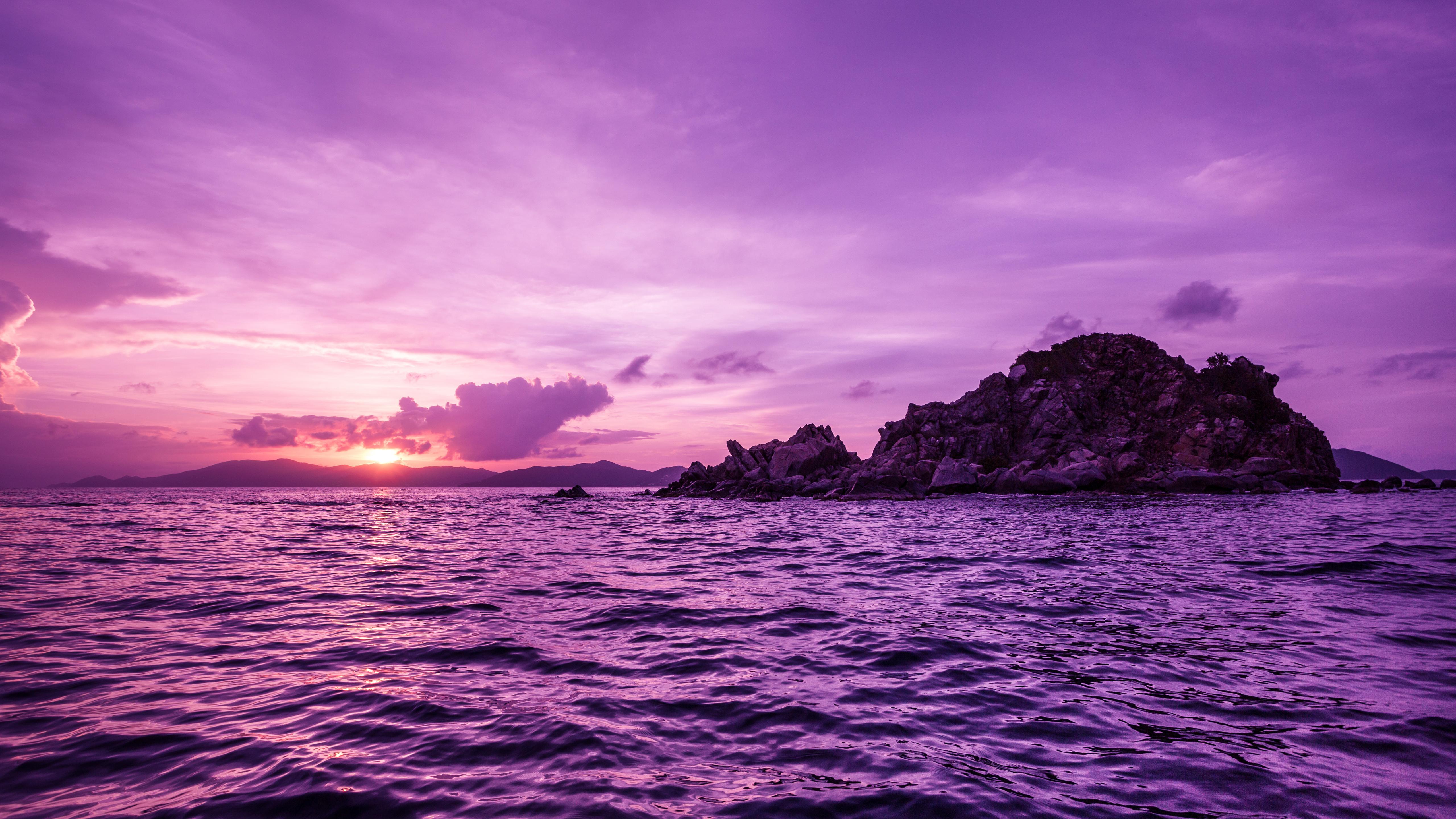 General 5120x2880 sunset purple background sea water